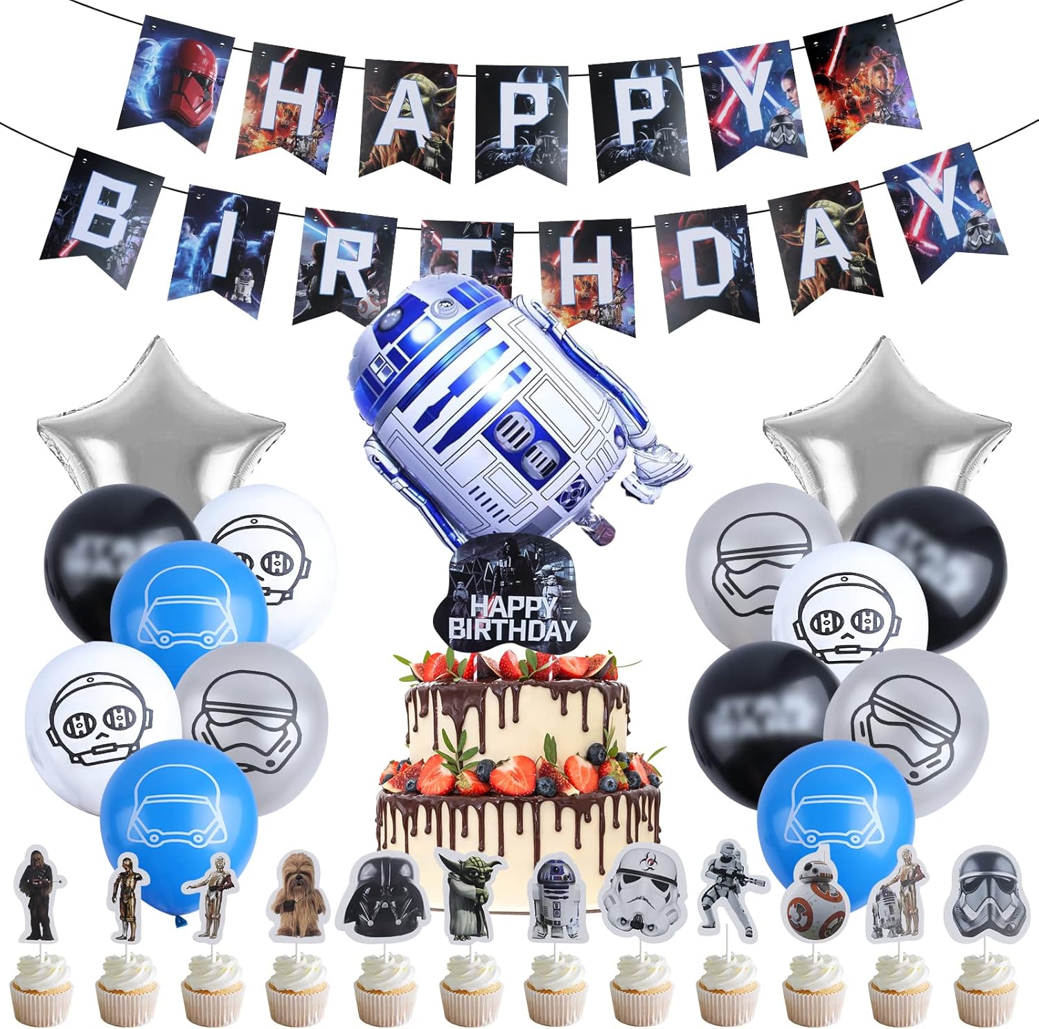 29 Pcs Star Wars Décoration Anniversaire,Ballons Anniversaire Star Wars