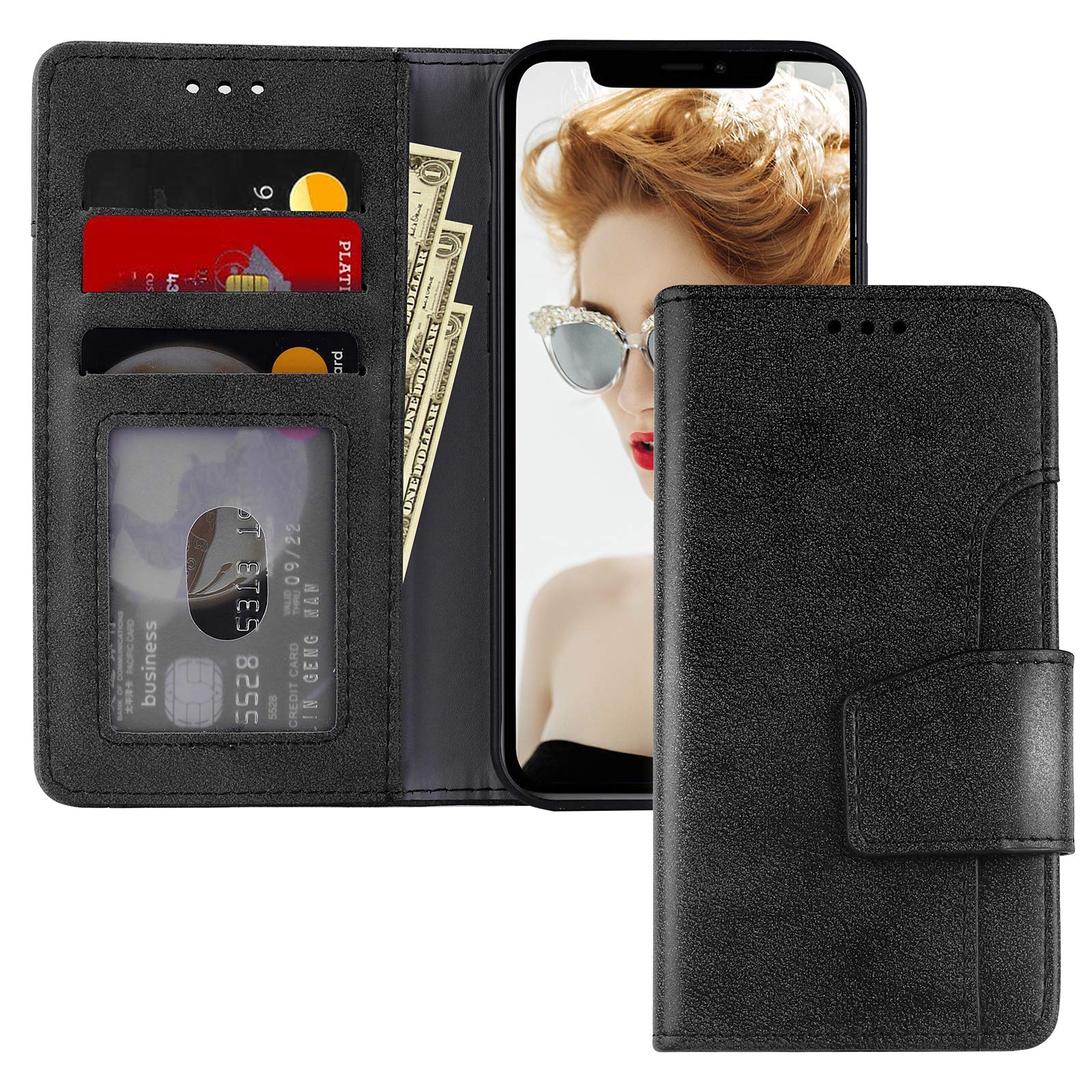 EPODA Compatible With iPhone 12 Pro Max Wallet Magsafe Case, Genuine Leather Phone Case With Cardholder Magnetic Closure