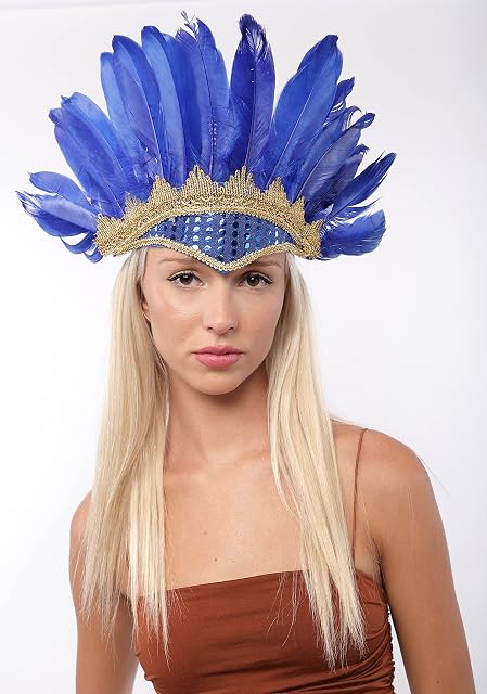 Foto 3 de 3 de Diadema Plumas Carnaval para Disfraz de Pavo Real, Antifaz Veneciana Brasil con Plumas