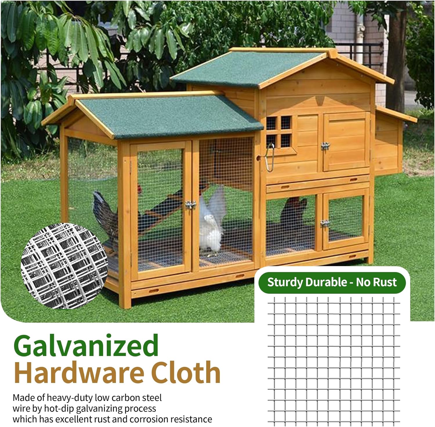 Hardware Cloth,19 Gauge 1/2 in 48in×50ft Galvanized Wire Mesh Roll Chicken Wire Fence Plant Welded Metal Wire Fencing, Supports Poultry Animal Netting Cage Fence Used in Industry, Agriculture, Farming