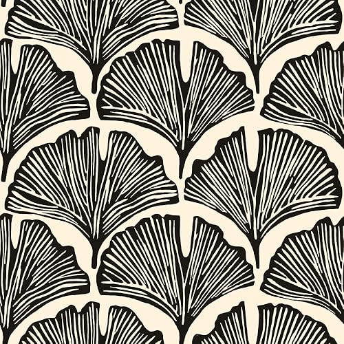 Tempaper x Novogratz Zebra Black Feather Palm Removable Peel and Stick Wallpaper, 20.5 in X 33 ft, Made in The USA