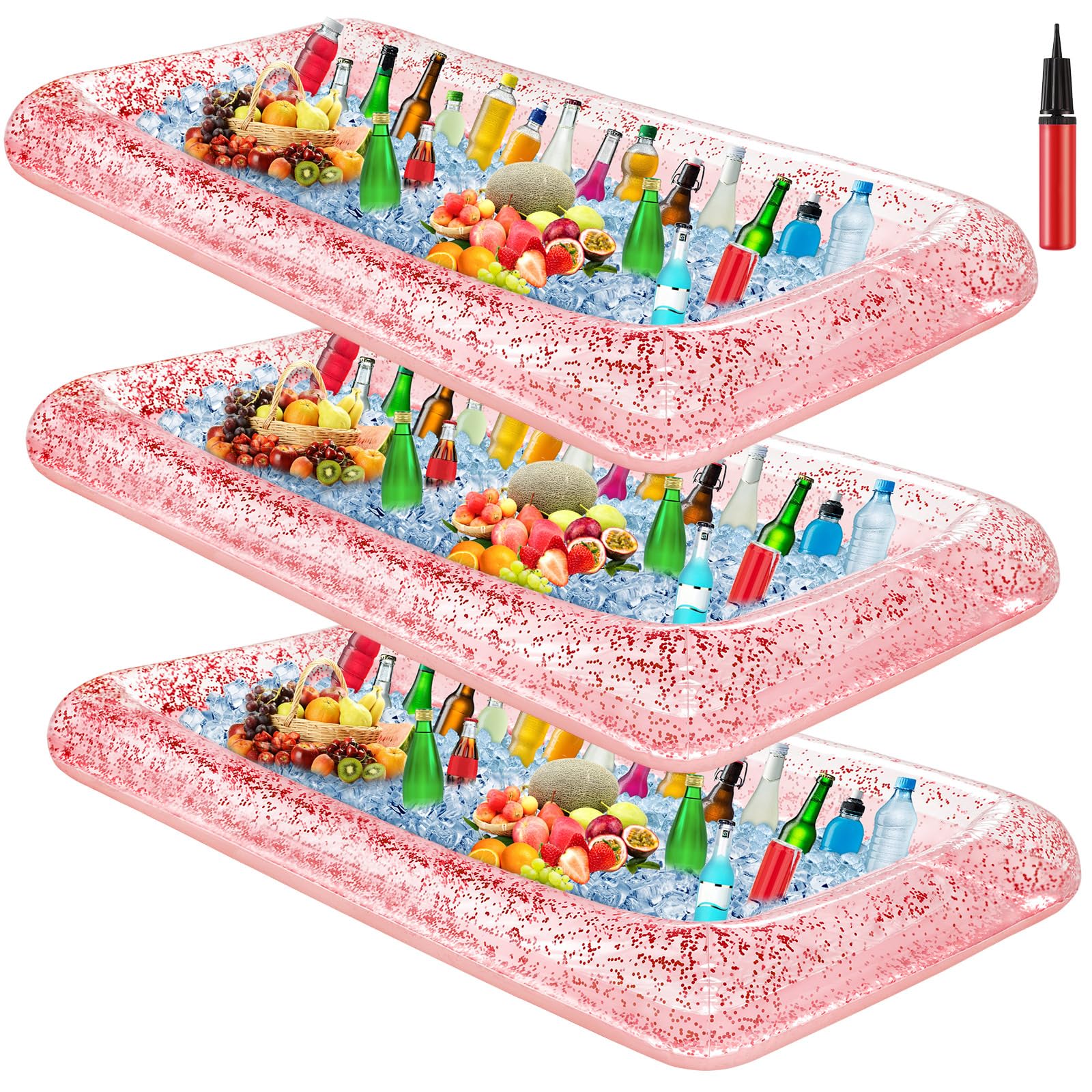 Soporte de bebidas y alimentos inflable con tapón de drenaje para buffet con hielo