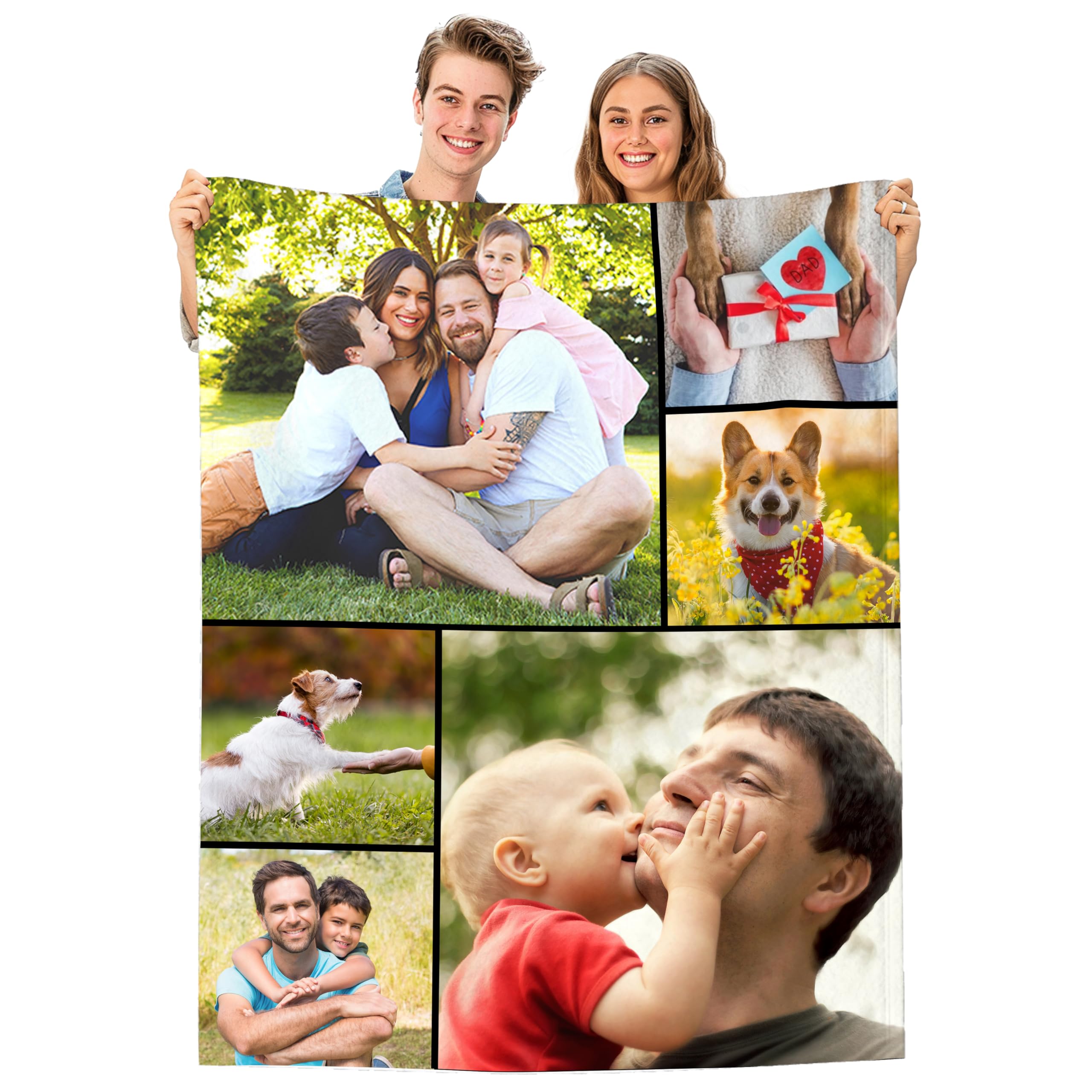 WarmHugs Personalized Blankets for Fathers Day, Custom Blankets for Dad,Personalized Photo Blankets, Customized Picture Blankets, DIY Gifts for Daddy from Daughter, Son, Wife