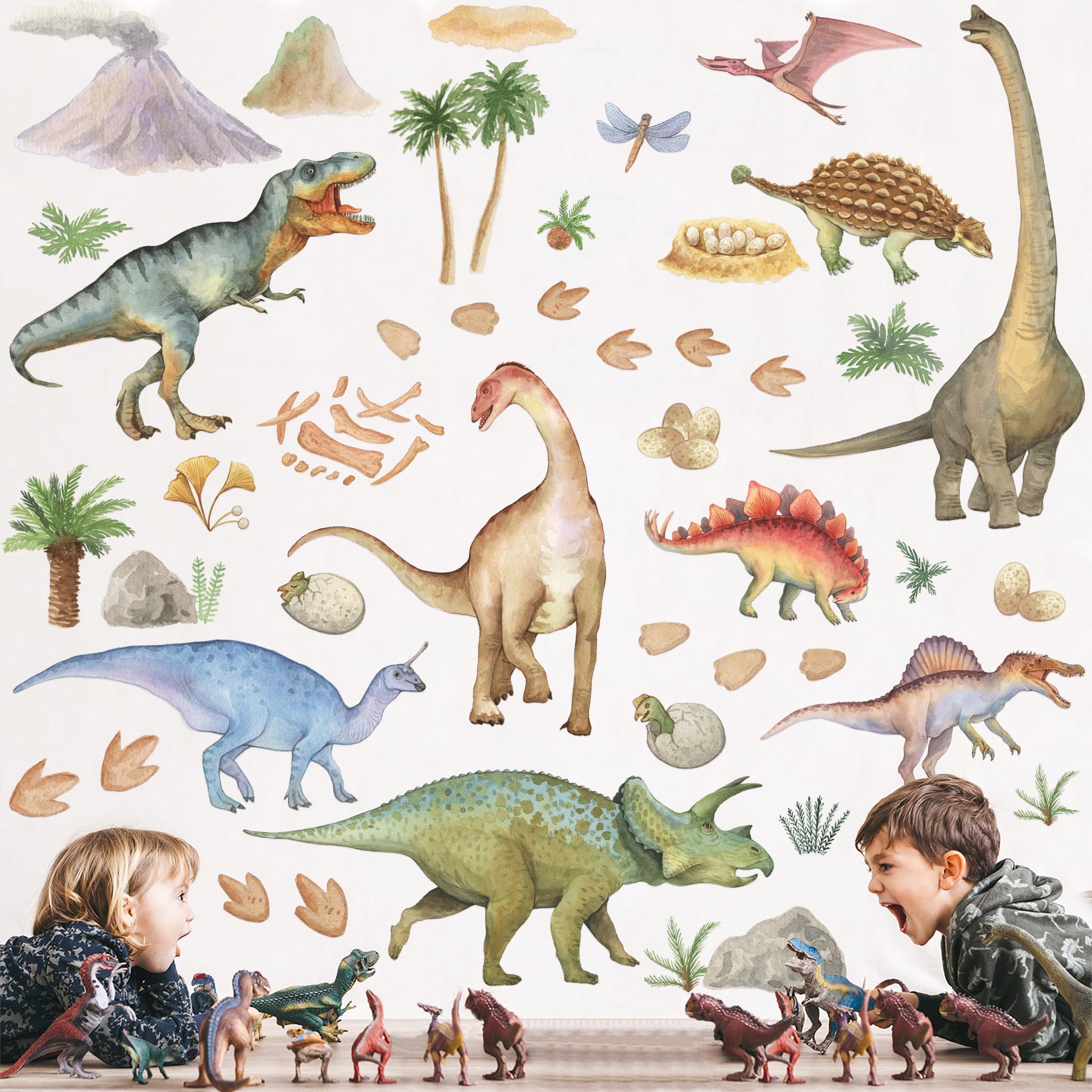 Watercolor Dinosaur Wall Stickers