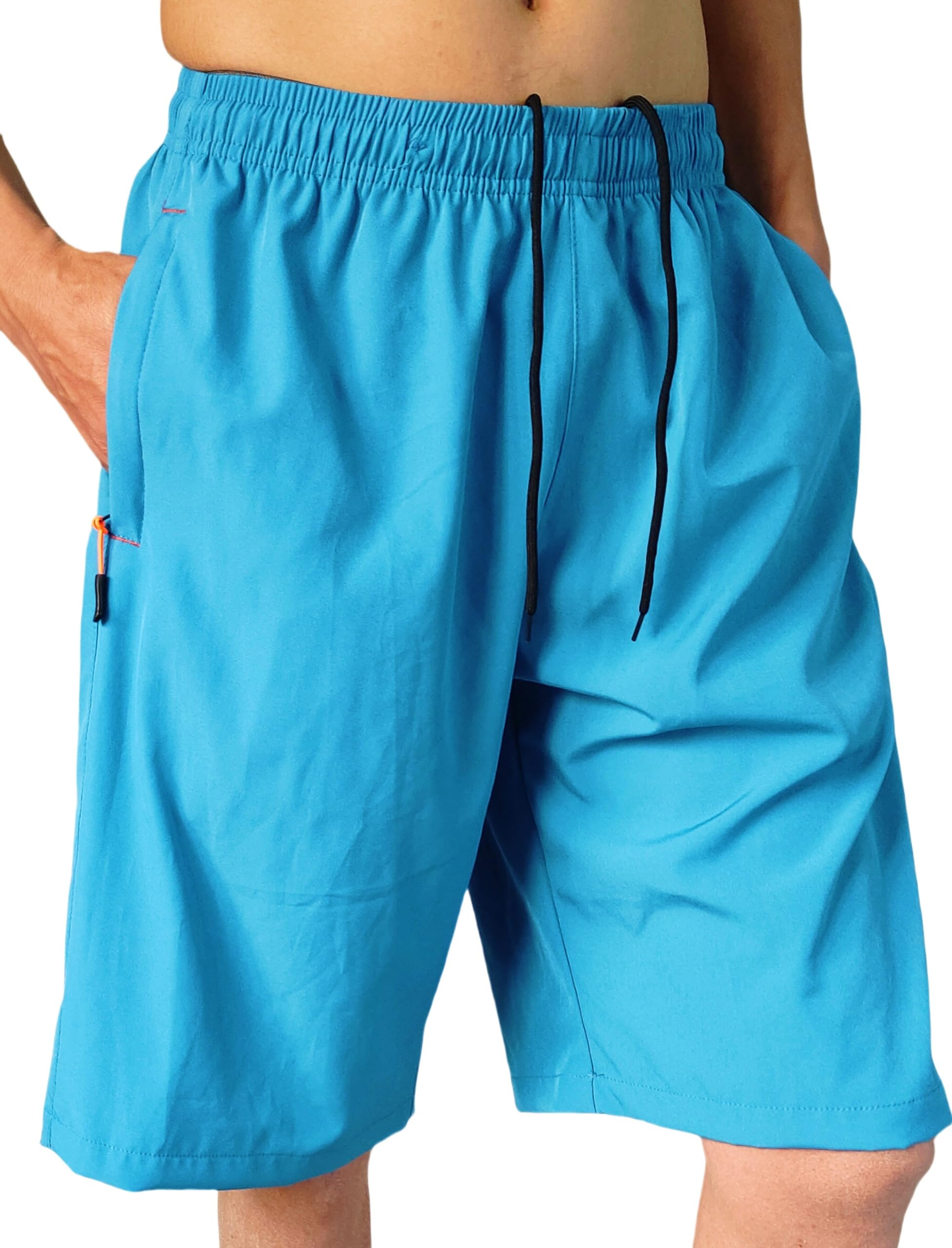 AICOC Men's Athletic Running Workout Shorts 11 inches Swim Trunks with Ziper Pockets Quick Dry Lightweight