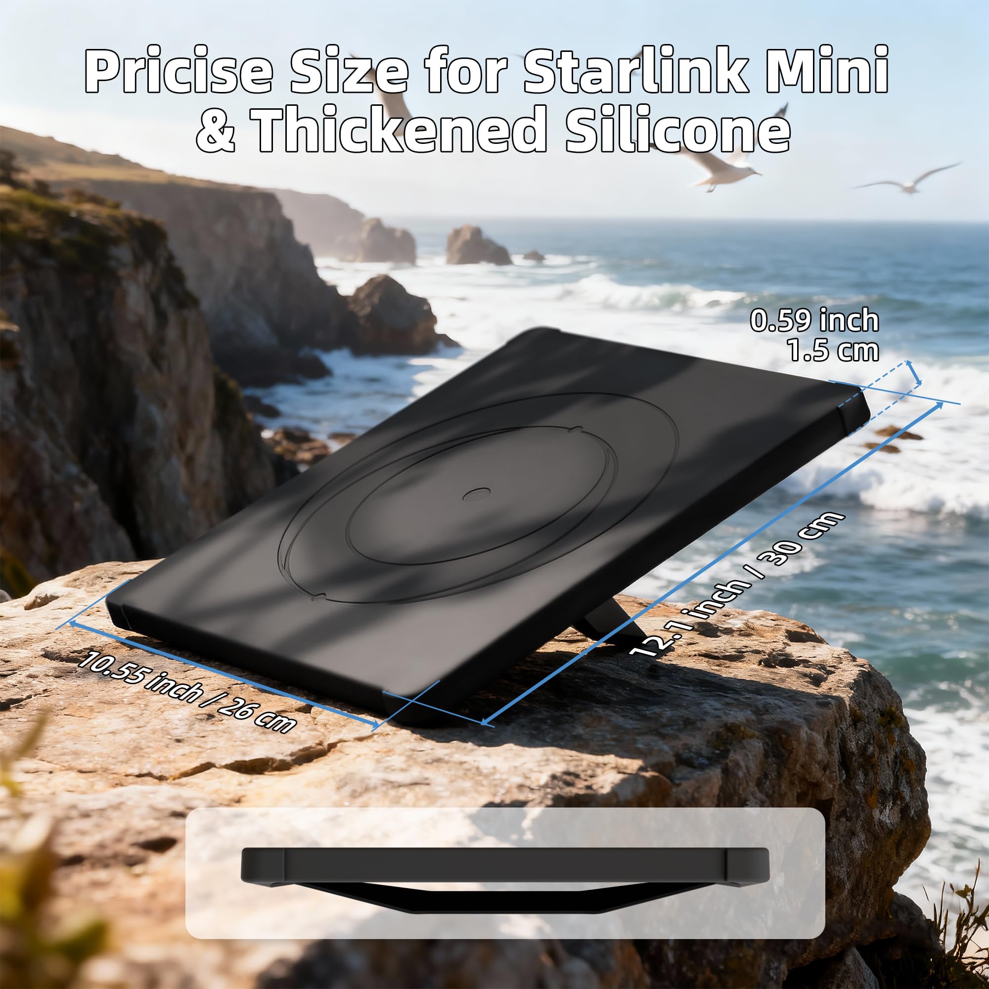 Joinfworld Starlink Mini Case,Starlink Custodia protettiva standard Gen 3,Cover in silicone per mini accessori Dishy,mpermeabile, antiurto,sicura per segnale,per proteggere da rocce, sabbia (Nero)