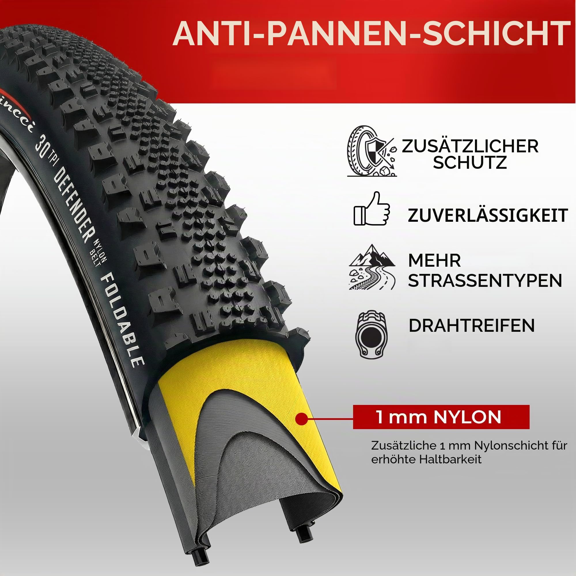 Fincci Gravel Fahrradreifen 28 Zoll 700x38c Paar Faltreifen Kevlar Set