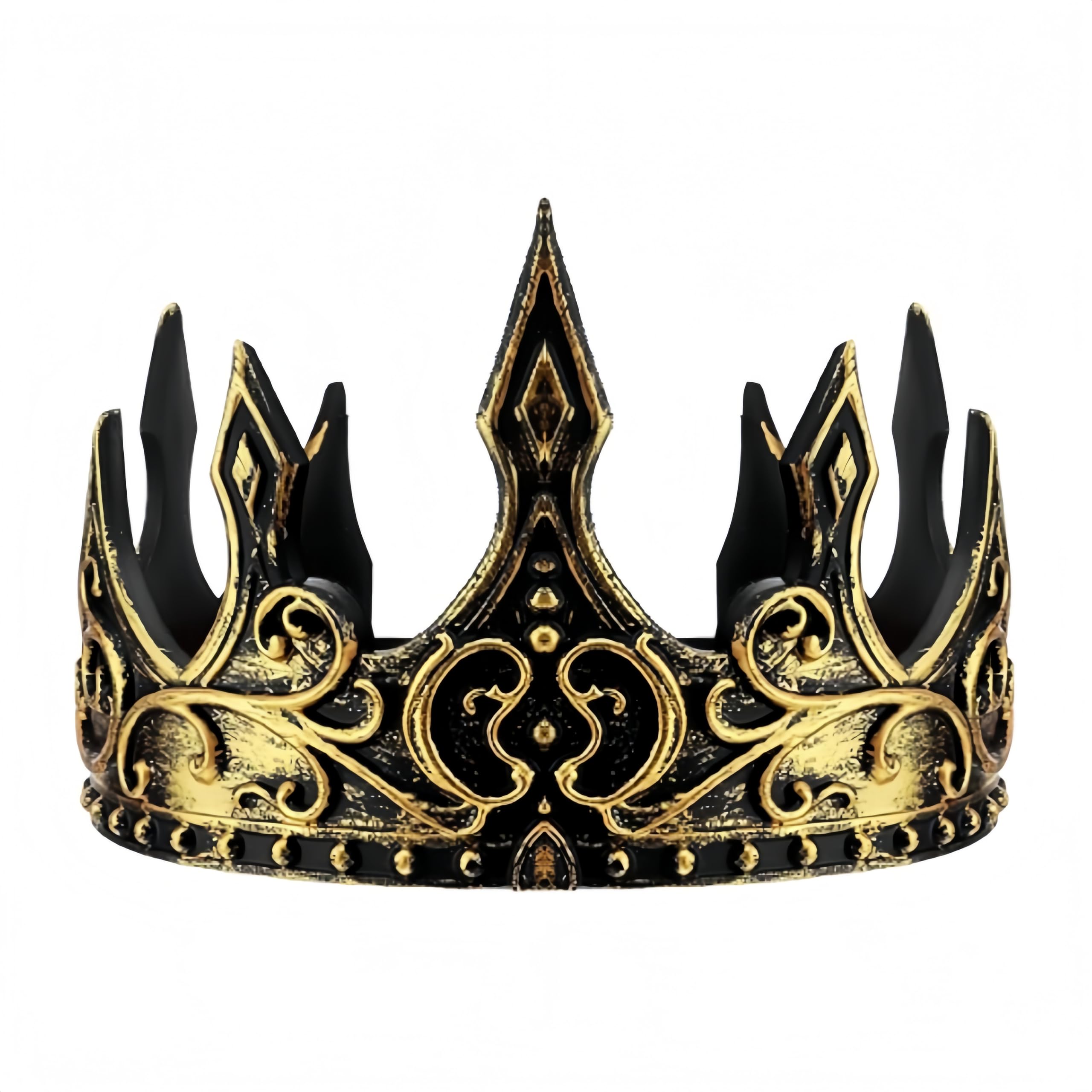 Adults Kings Crown, King Queen Crown Fancy Dress Accessory Stag, PU Foam Soft Adjustable Medieval Royal Headwear, Crown For Men, Tiara Halloween, Coronation, World Book Day, Nativity (Black)