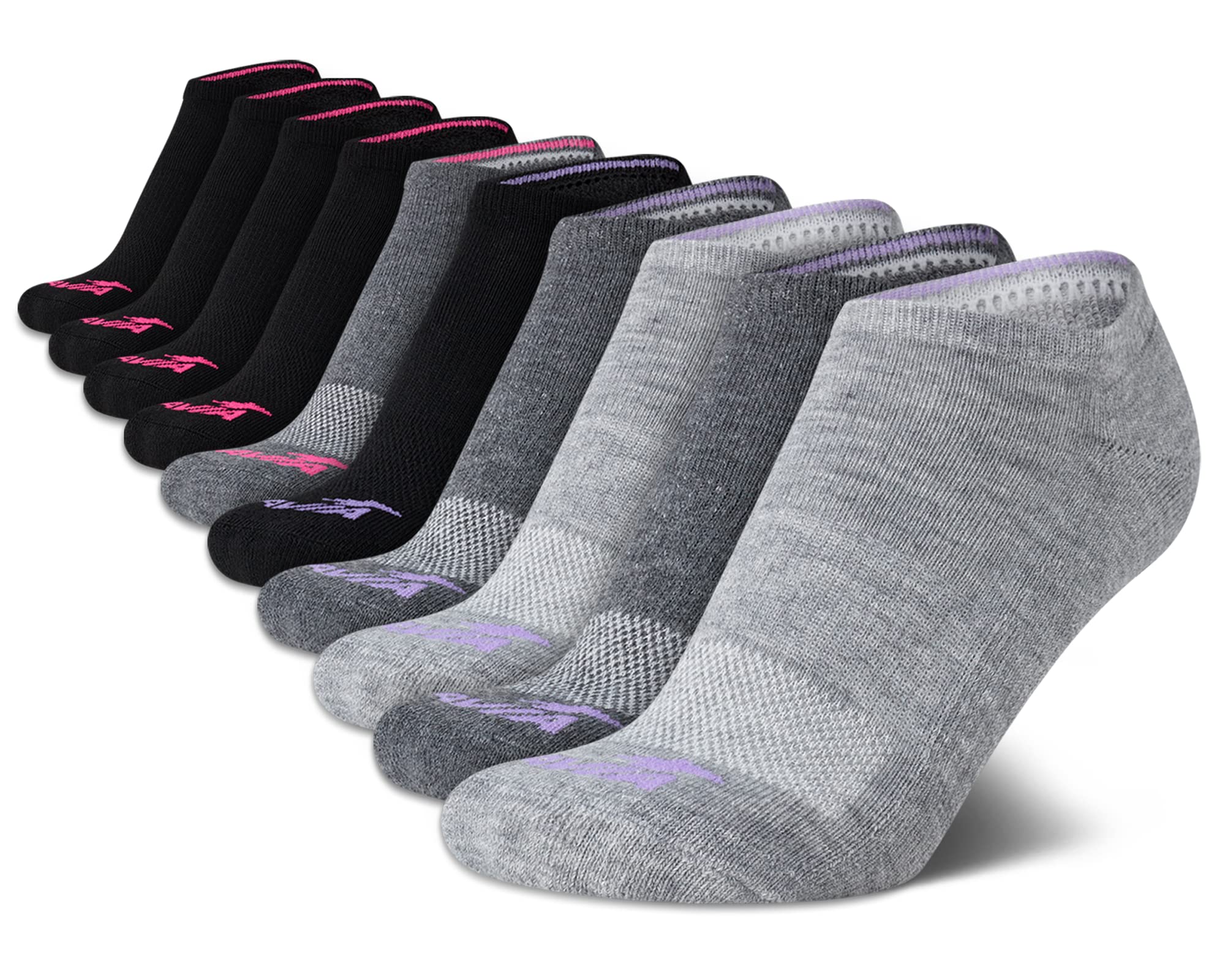Avia Womens Low Cut Socks - 6/10 Pack Performance Stretch Cushioned Moisture Wicking Athletic No Show Socks for Women (4-12)