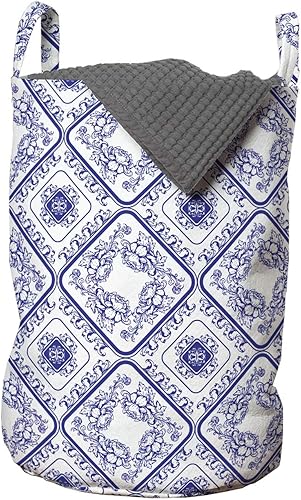 Miniatura 69 de Ambesonne Bolsa de lavandería de flores, hojas y flores, diseño vintage de hiedra con plantas, diseño de naturaleza, impresión artística retro,