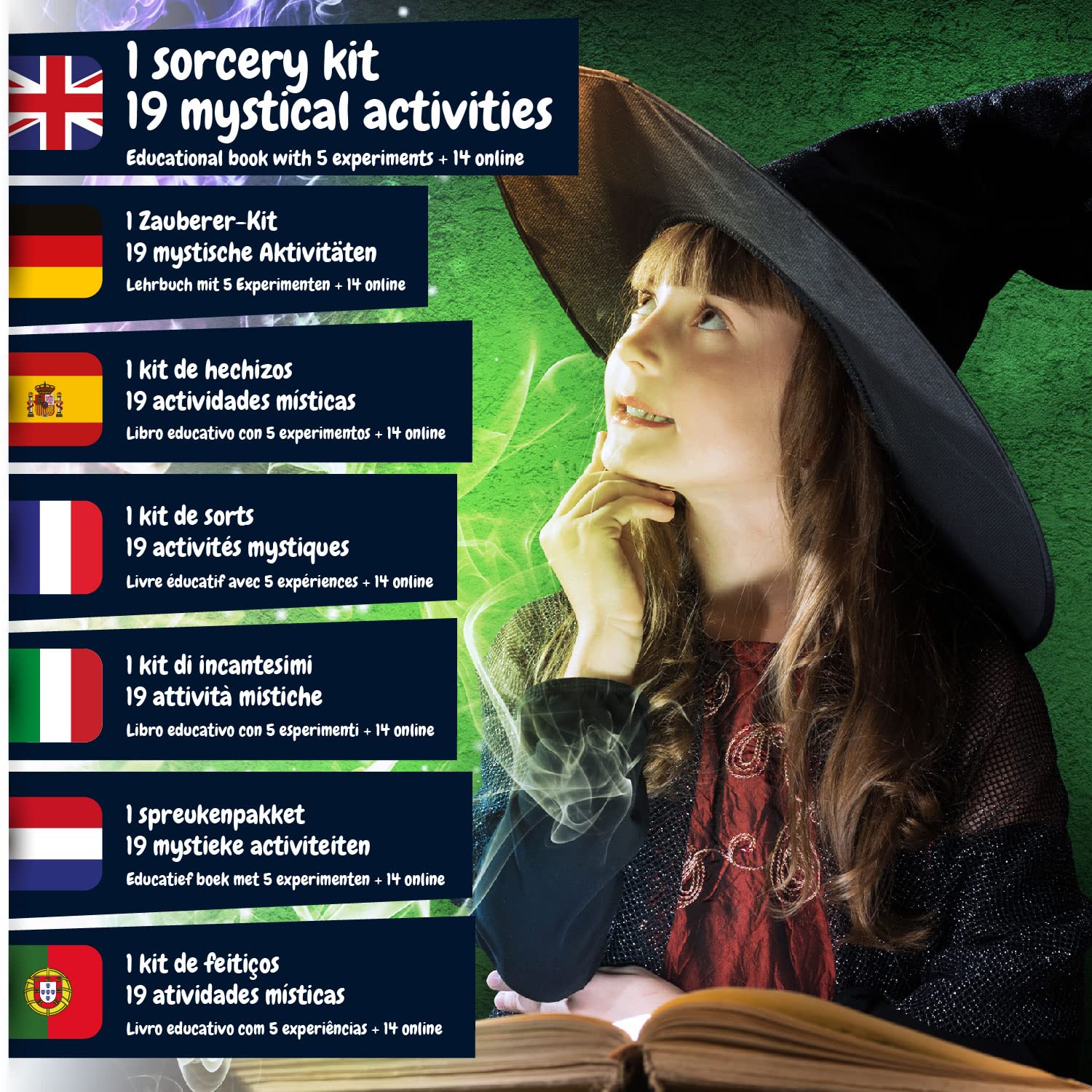 Science4you Magiczna nauka dla dzieci – magiczna gra z 19 aktywnościami: tworzenie magicznej różdżki, zestaw nauk pedagogicznych, magiczna skrzynka dla dzieci, średnia