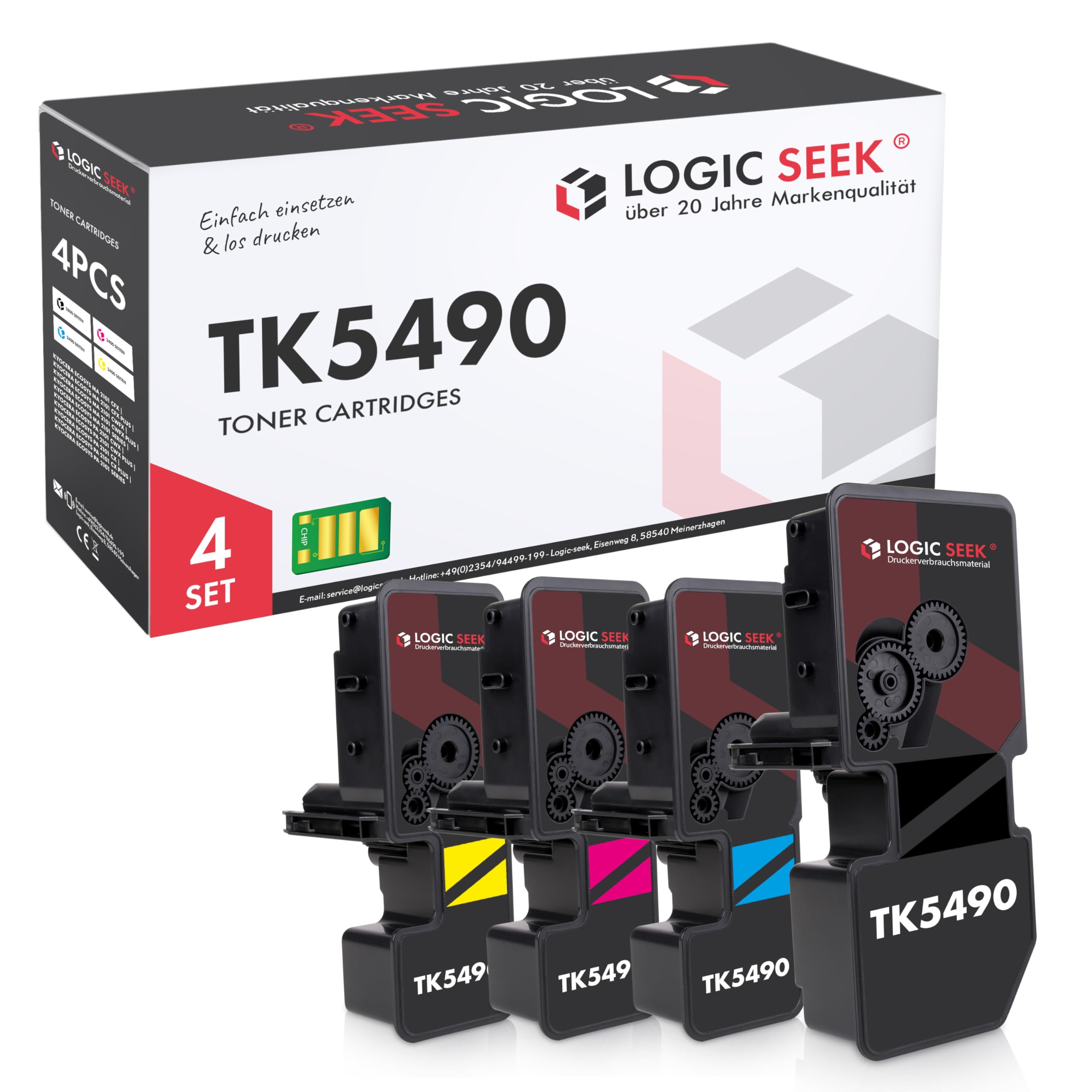 Logic-Seek TK5490 Toner kompatibel für Kyocera ECOSYS MA2101cwfx MA2101cfx PA2101cx PA2101cwx MA2101cfx Plus MA2101cwfx Plus PA2101cwx Plus PA2101cx Plus (4er Pack) 1 x Black-Cyan-Magenta-Yellow