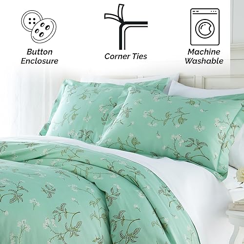 Miniatura 57 de Southshore Fine Living, Inc. Juego de funda de edredón de satén de algodón de fibra larga de 300 hilos, tamaño matrimonial/queen, azul ballard 07