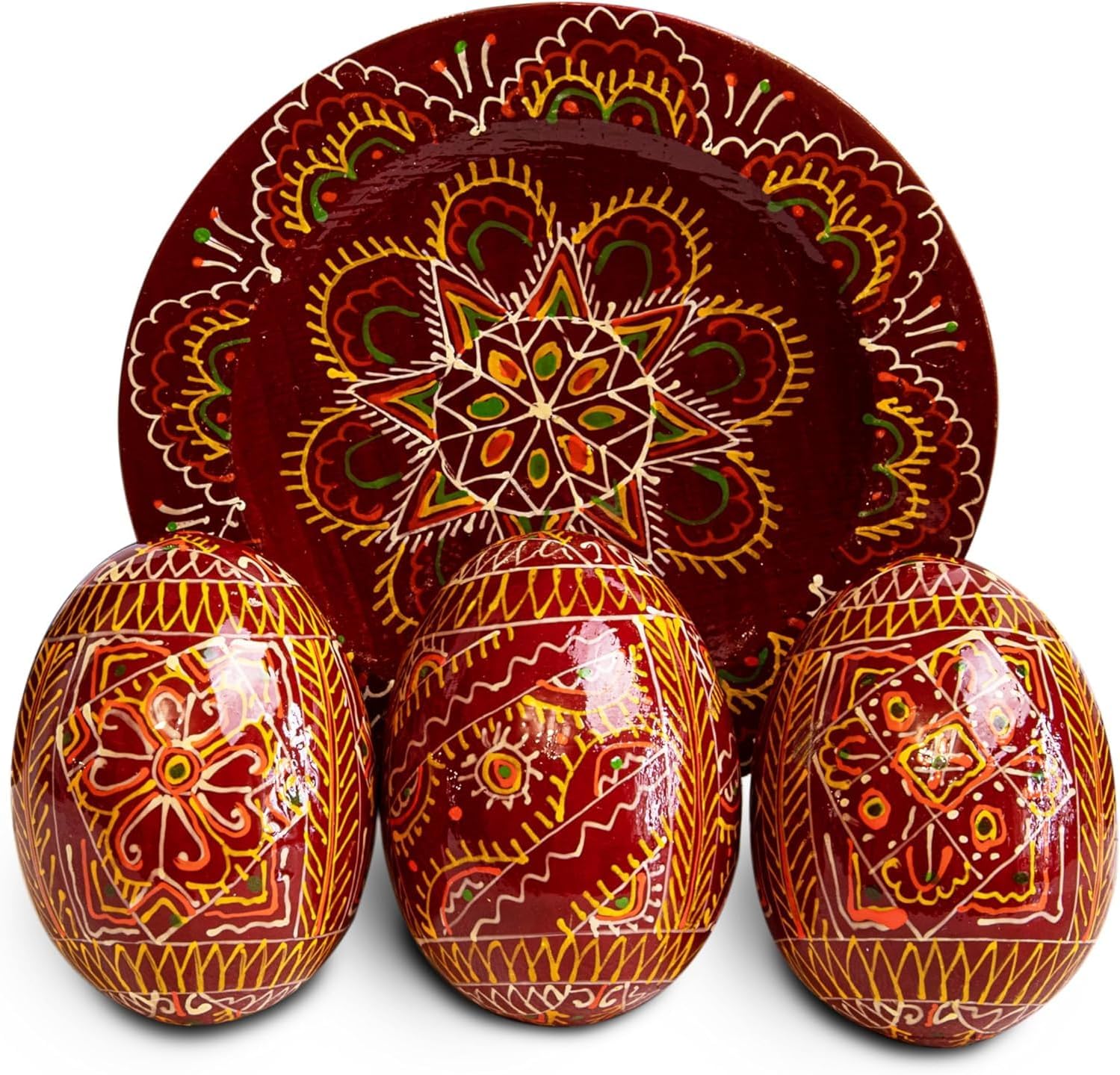 LOVARE Hand Painted Wooden Ukrainian Easter Eggs 2,5’’ Pysanky Mini Easter Egg Ornaments Wooden Chicken Eggs Pysanka Pysanky Supplies