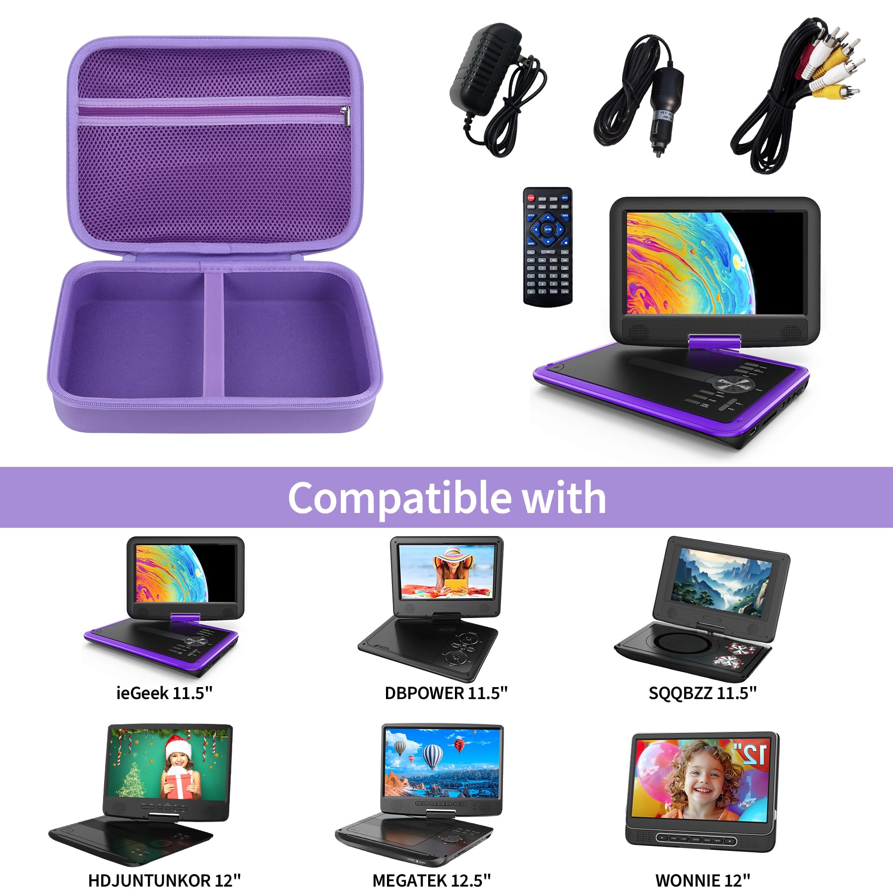 Duro Protettiva Custodia Compatibile con NAVISKAUTO 10,5" / KCR 10,1'' / SUNPIN 10,5'' / SQQBZZ 11,5" / ieGeek 11.5" Lettore DVD Portatile