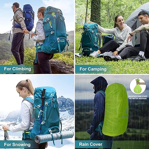 Miniatura 6 de N NEVO RHINO Mochila de senderismo con marco interno de 4050606580L, mochila de campamento para escalada de montaña, cubierta impermeable para lluvia
