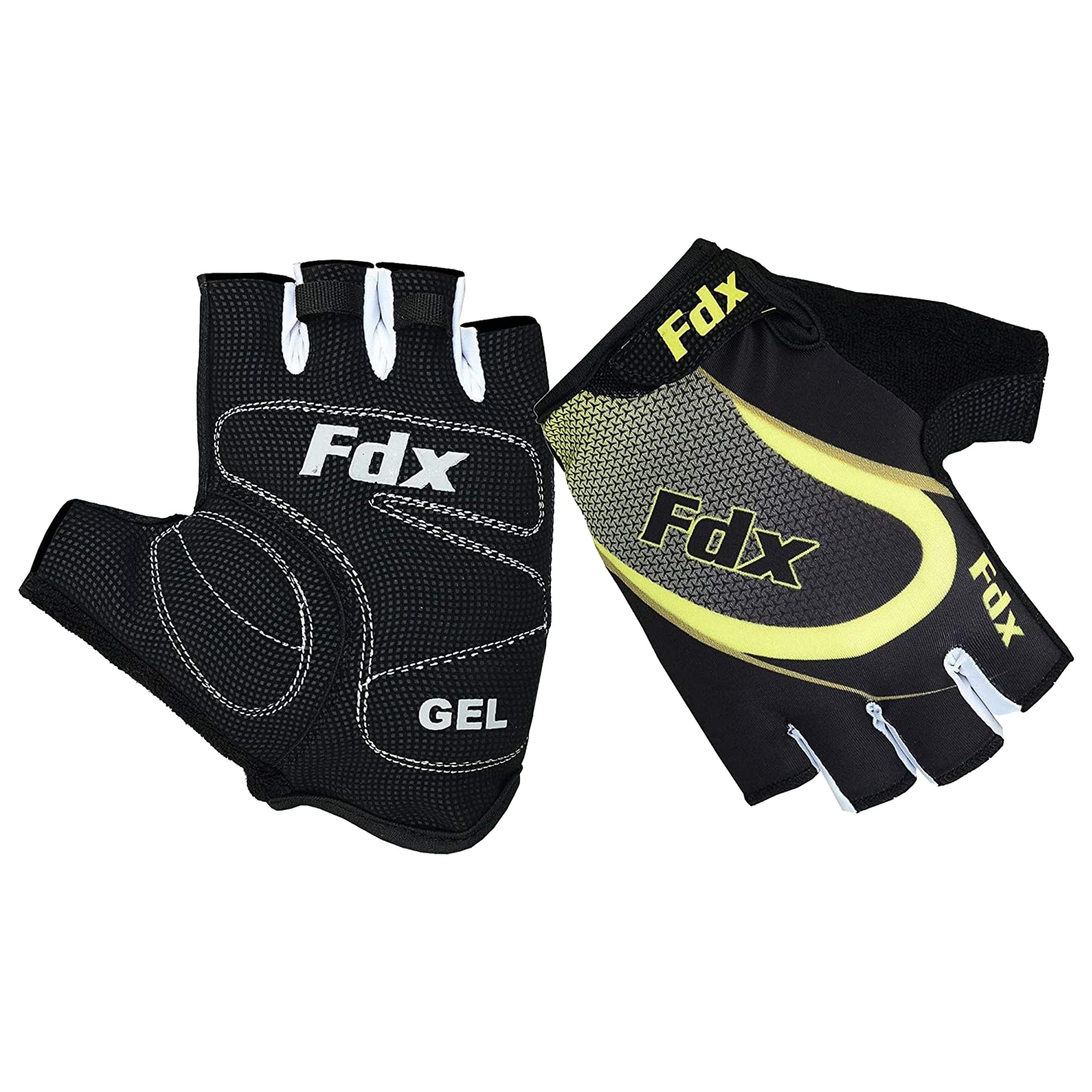 FDX Guanti da ciclismo mezze dita, traspiranti, imbottiti in gel, antiscivolo, ammortizzanti, per mountain bike, bici da strada, MTB, uomo e donna