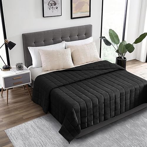 Manta pesada de 40 libras tamaño King, color negro, peso pesado para camas California King, tela ultrasuave
