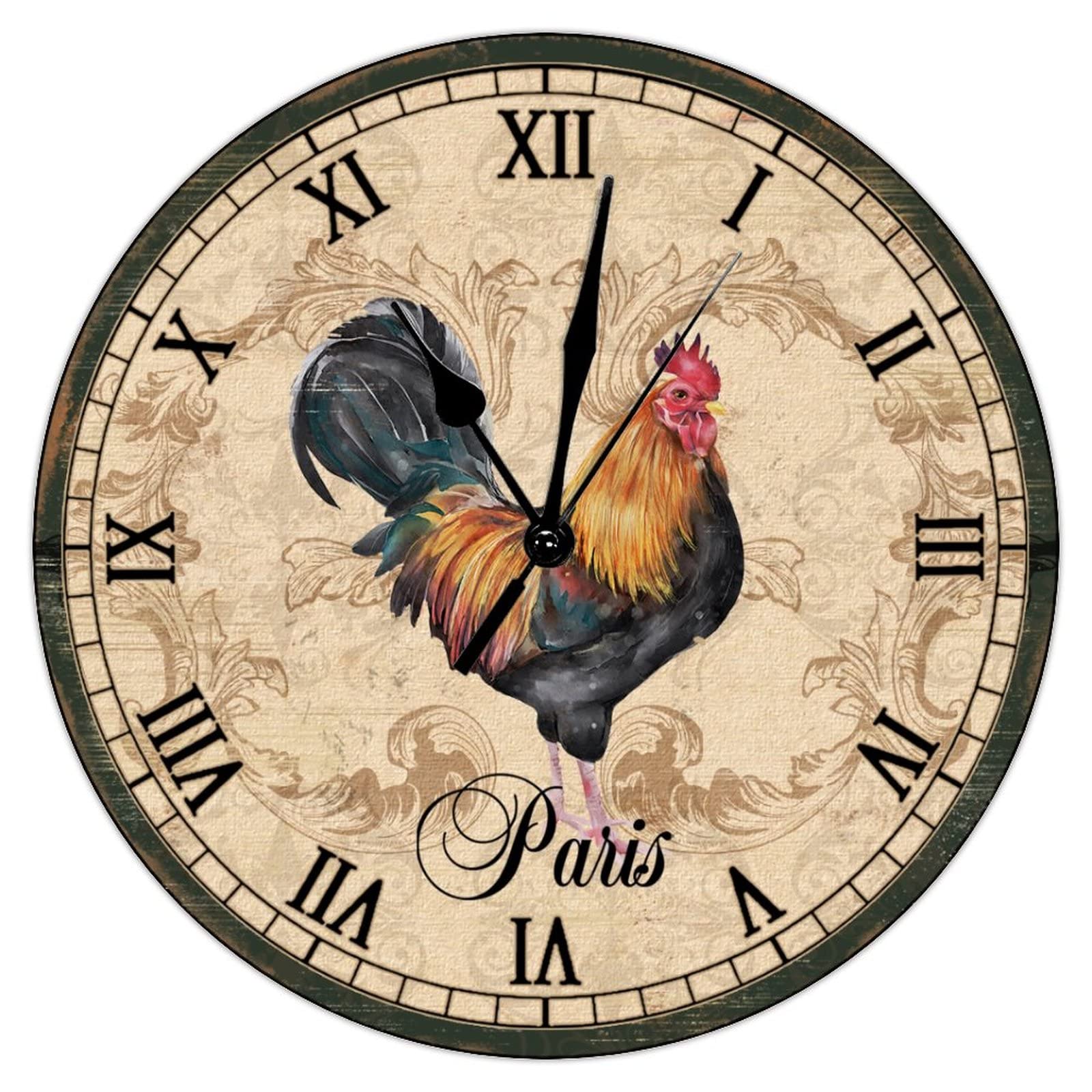 Horloge murale vintage coq français rétro montre suspendue cuisine salon 38 cm