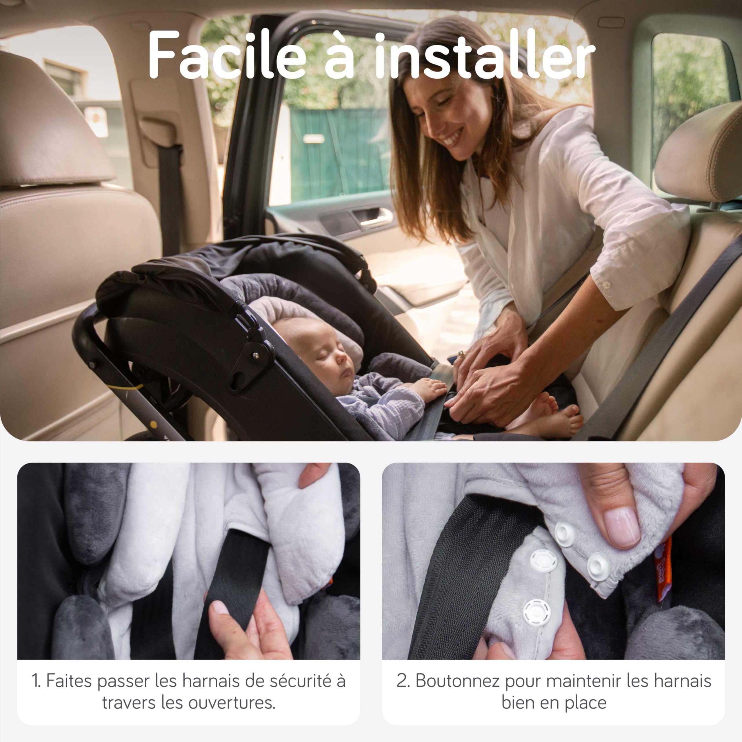 Baby Uma Coussin Reducteur Siege Auto Bebe & Nouveau-né 2-en-1 (0-12 Mois) - Reducteur Cosy Universel Ultra-Doux - Reducteur Poussette Bebe Lavable en Machine