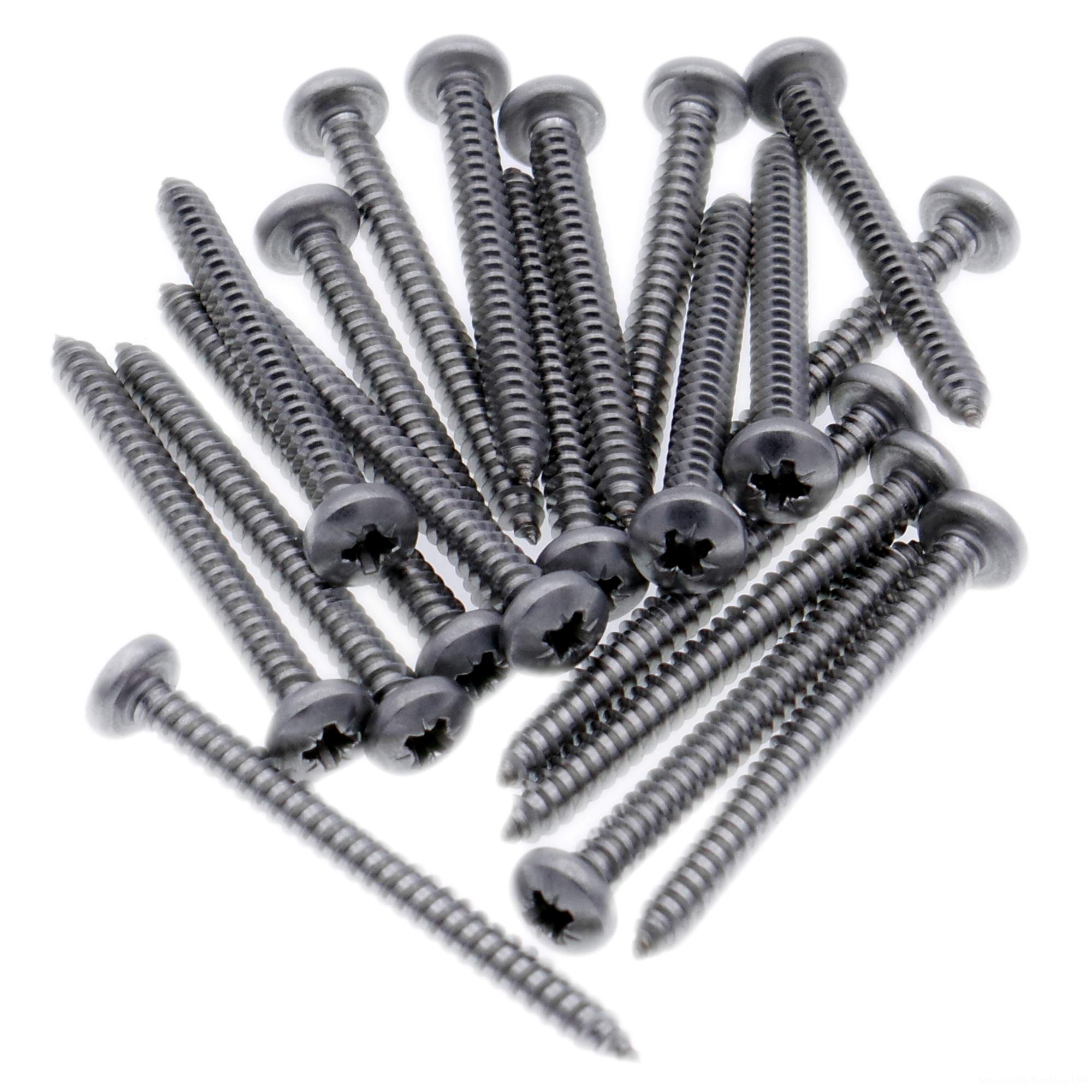 Singularity Supplies No.7 X 0.375 (3.9Mm X 9.5Mm) Pozi Pan Self-Tapping Screw - Stainless Steel (A2) (Pack Of 20)