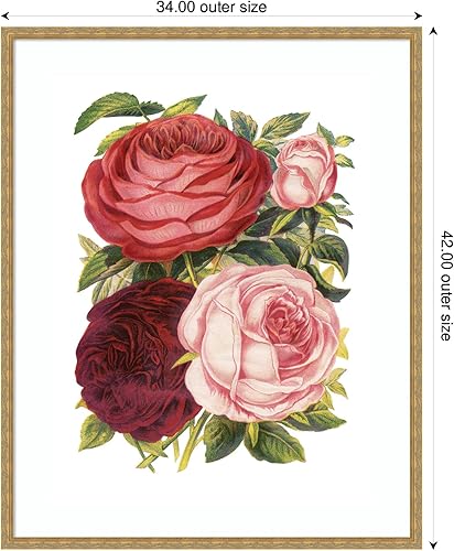 Miniatura 2 de Kate and Laurel Framed Wall Art Print 'Victorian Flowers' by The Creative Bunch Studio, 34 x 42, Mila Dark Gold Frame, Vintage, Flower Art for Wall