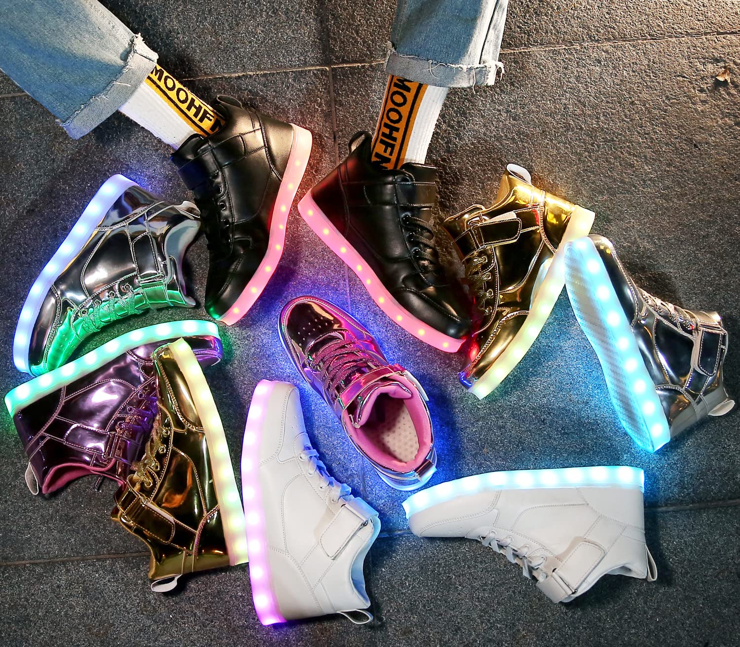 Kids Light up Shoes Led Sneakers USB Charging Flashing Trainers for Boys Girls High Top Sneakers