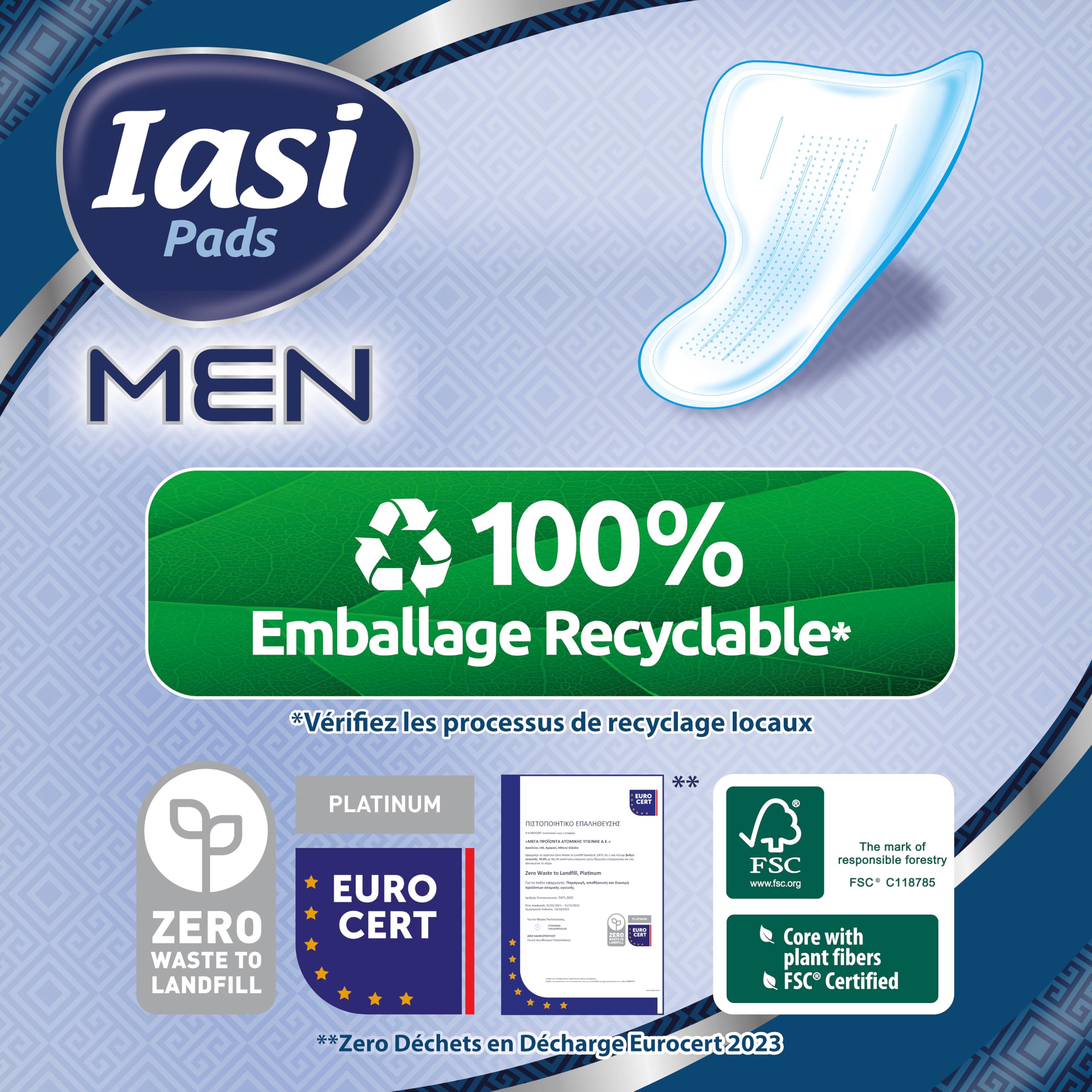 IASI MEN Super Level 3, Protections Absorbantes pour fuites urinaires masculines légères à modérées, 120 Unités