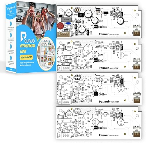 Repuesto de luz LED para refrigerador W10515058 W10515057 compatible con Whirlpool Kenmore Maytag, cubierta de plástico no incluida, 4 piezas en uno