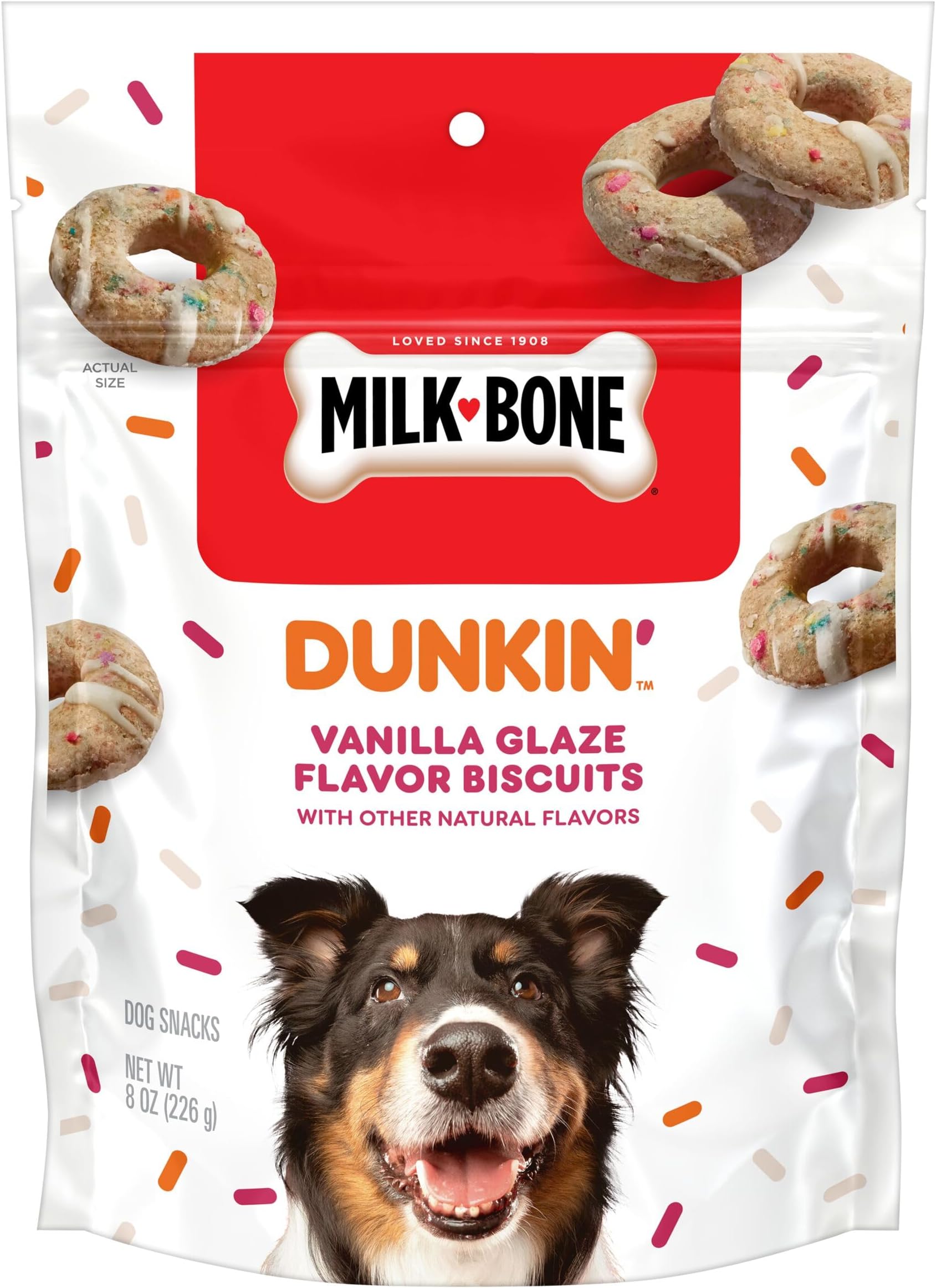 Dunkin' Vanilla Glaze Flavor Dog Biscuits with Other Natural Flavors, 8 oz Bag