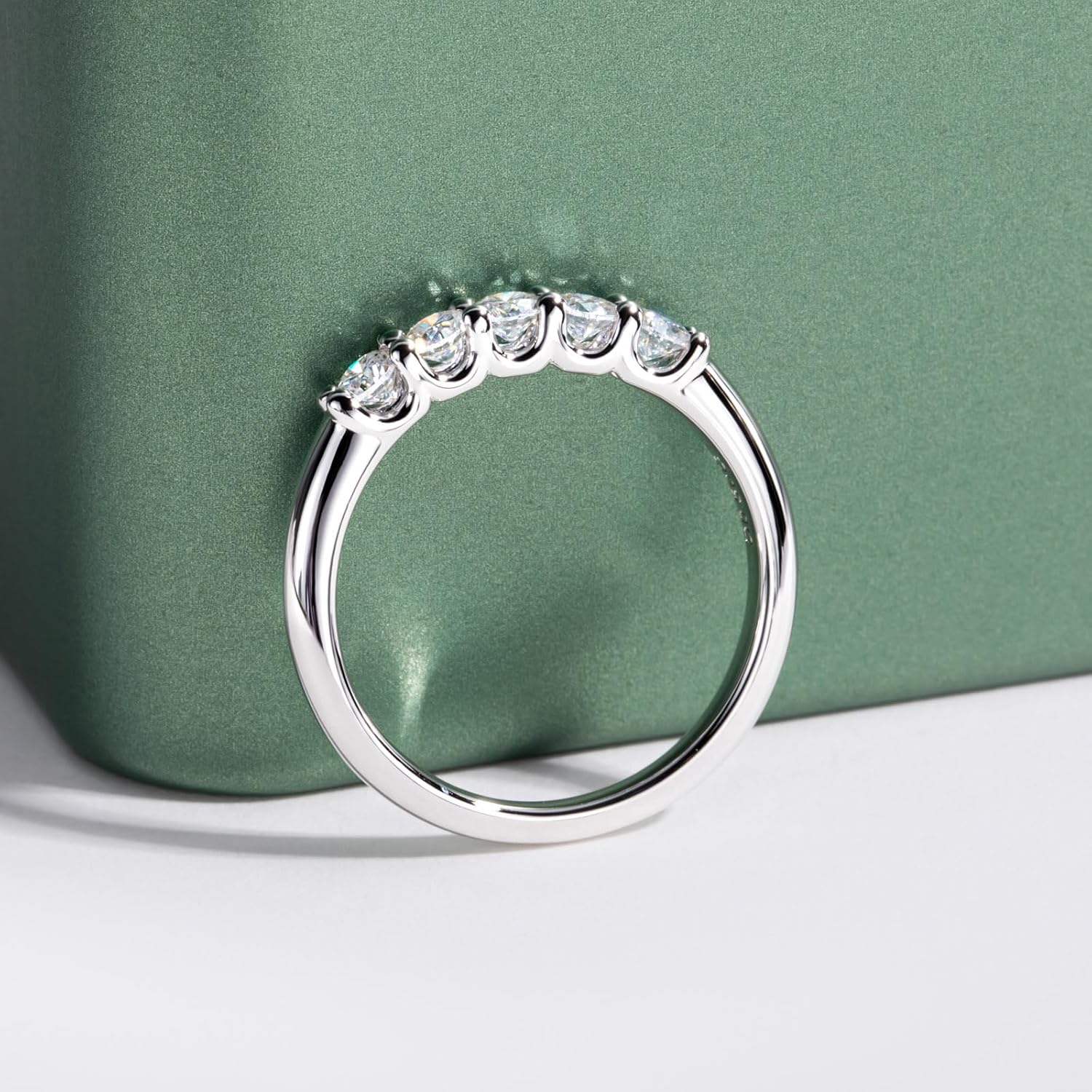 Moissanite Eternity Wedding Band Ring 3MM D Color Lab Created Diamond 14K Gold Plated Silver Women's Promise Ring Eternity Balance Design for Mom Wife Jewelry Gifts