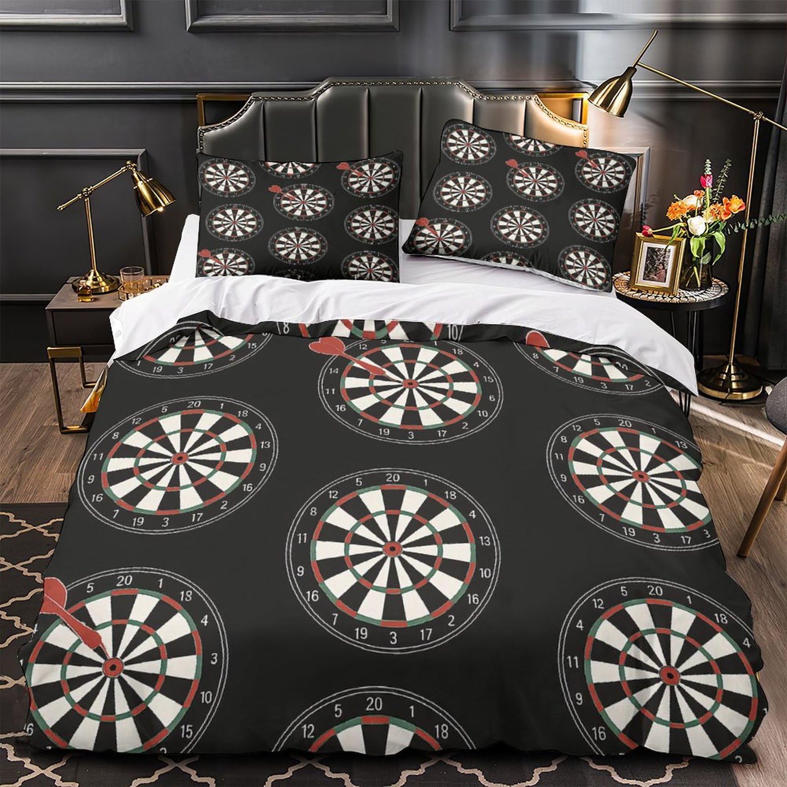 Housse de couette fléchettes 140x200cm lit simple microfibre effet 3D doux