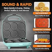 Vista 3 de Baker's Friend Mini máquina para hacer gofres múltiples, 6 x 3 pulgadas, pequeña plancha para gofres, perfecta para uso familiar e individual