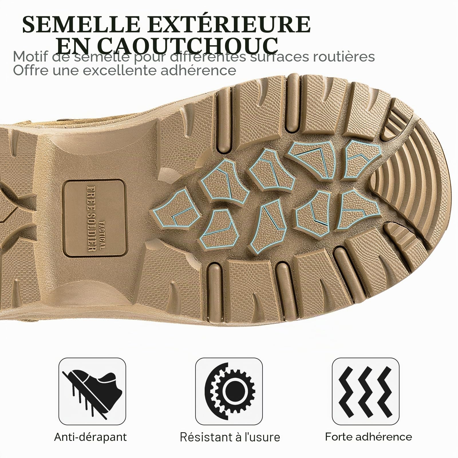 FREE SOLDIER Bottes tactiques pour hommes, 8 pouces, bottes de combat légères, durables, en cuir suédé, bottes de travail militaires, bottes de désert