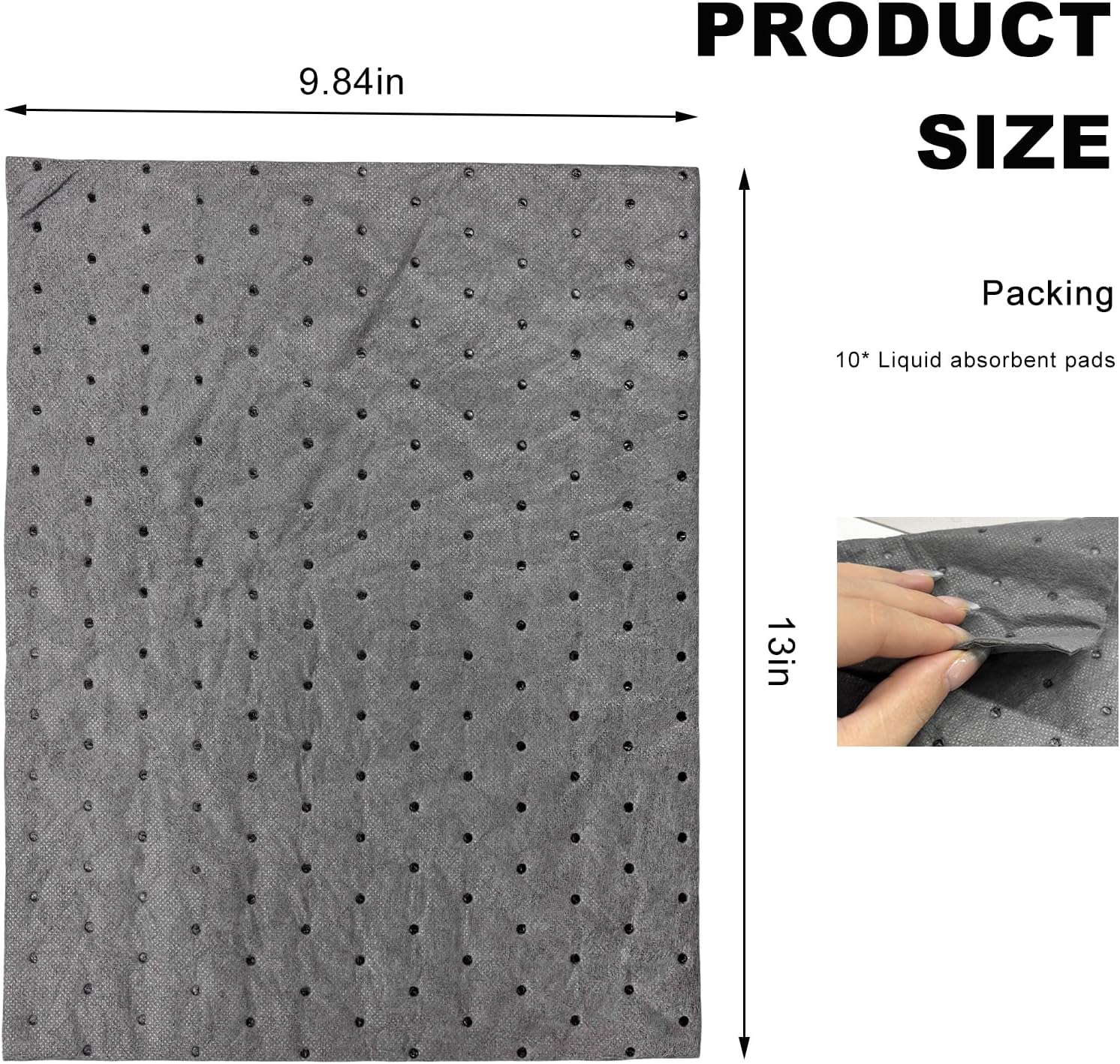 10 PCS Oil Absorbent Pads, 13" x 10" Reusable High Absorbency Polypropylene Oil Spill Mats, Universal Liquids Absorbing Pads Spill Control Supplies for Automotive Workshop