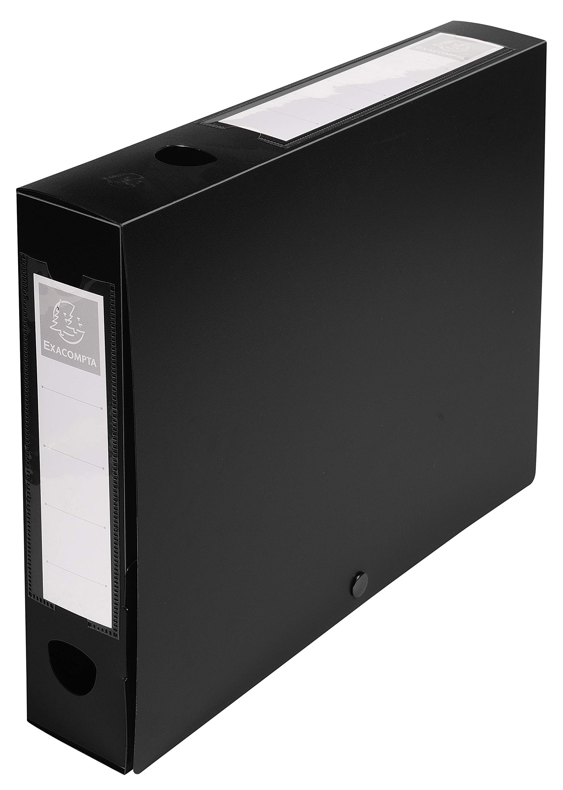 Exacompta - Ref. 59631E - Box of 10 snap-on filing boxes 60mm back 7/10th opaque polypropylene - black, Pack of 10