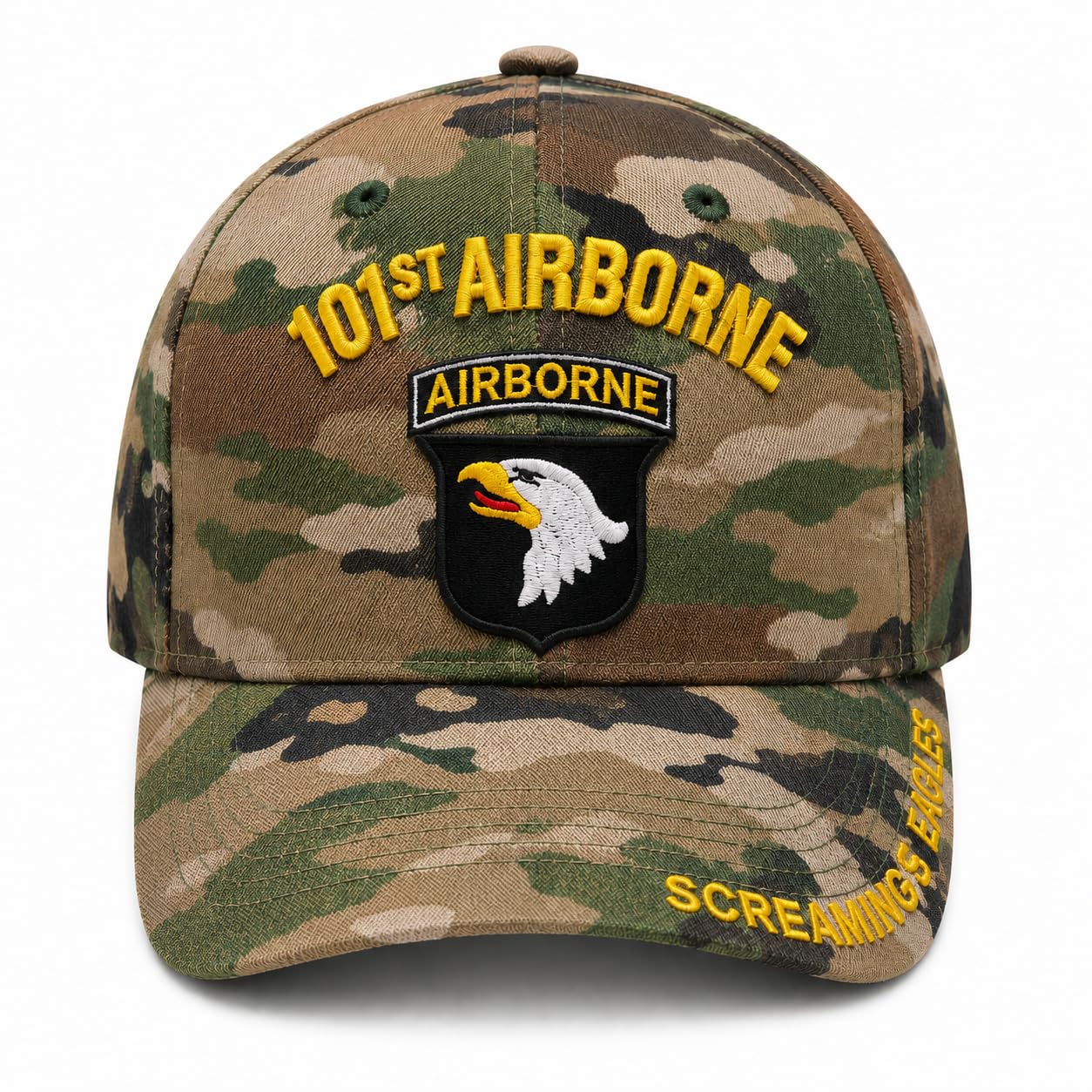US Army 101st Airborne Corps Screaming Eagles Embroidered Camo Adjustable Baseball Cap
