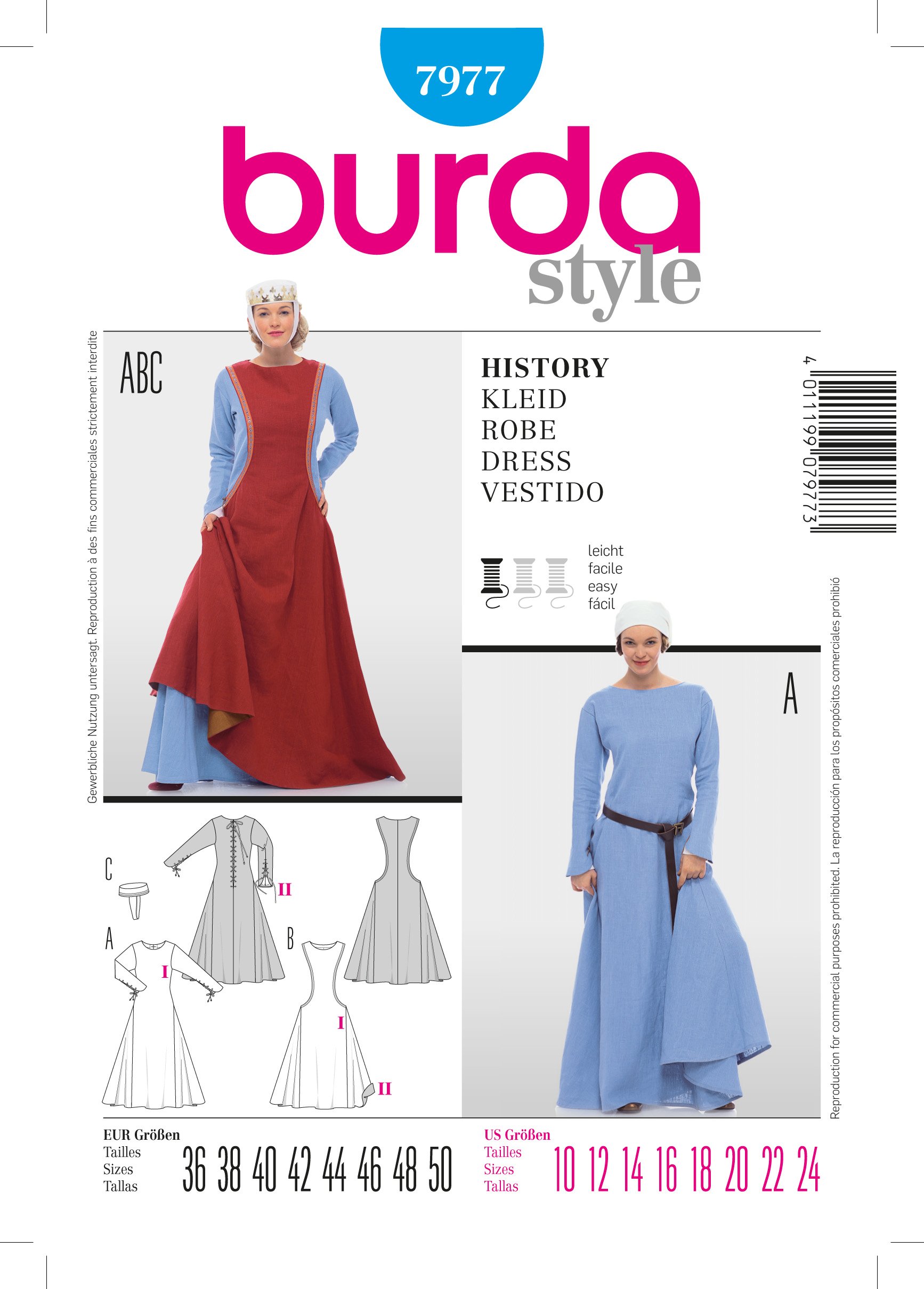 Image secondaire de Burda B7977 Patron de Couture Historie Robe 19 x 13 cm