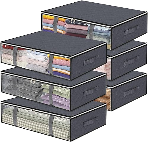 Contenedores de almacenamiento debajo de la cama, organización y almacenamiento de armario de gran capacidad, almacenamiento de juguetes con asas