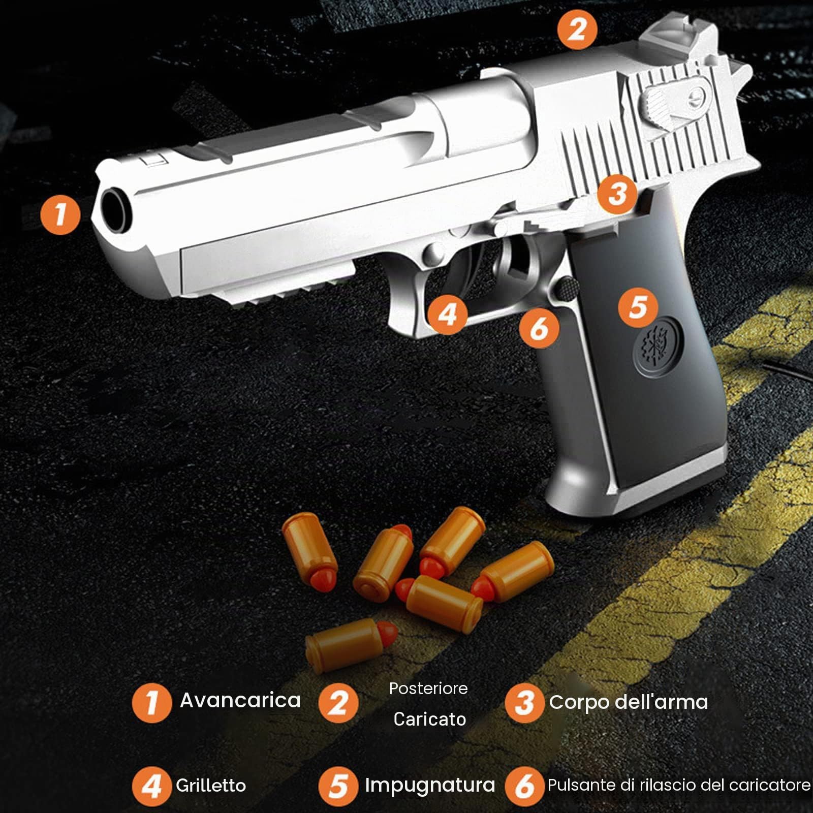 Bybykoi Pistola giocattolo M1911 per bambini, 1:1, pistola giocattolo in schiuma, pistola soft-bullet, modello a pistola per bambini