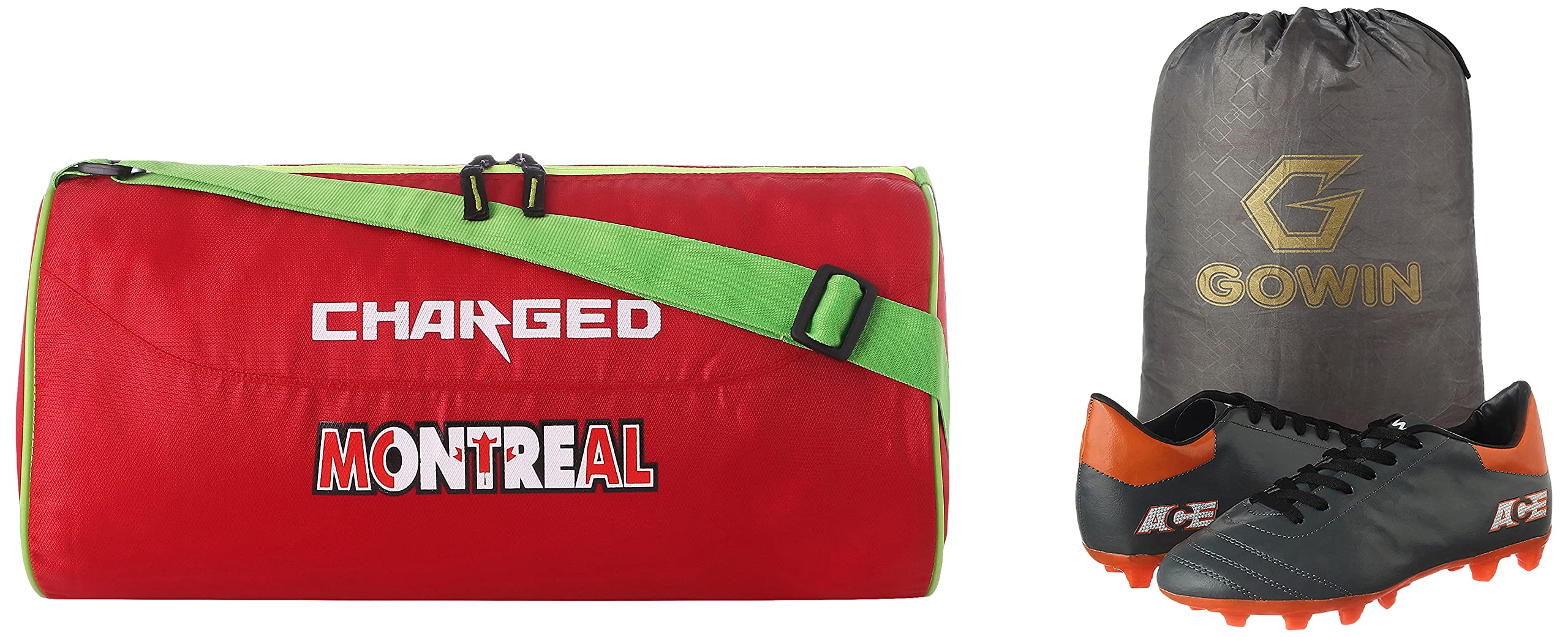 charged Sports Bag Montreal Large Red with Gowin Football Shoe Ace Grey Orange Size-5-picture-14