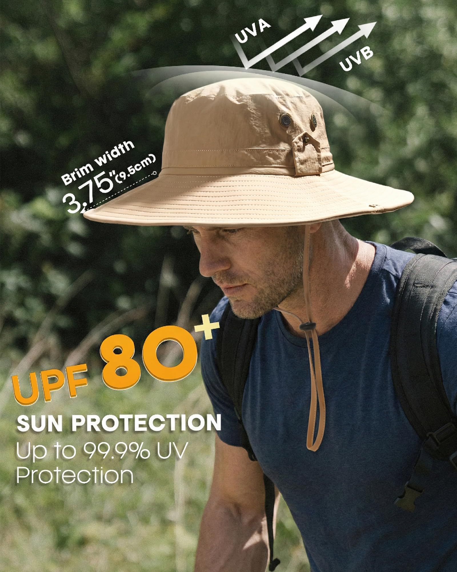 FURTALK Sun Hats for Men Fishing Hat UPF 80+ Foldable Wide Brim Outdoor Hiking Beach Summer Hats