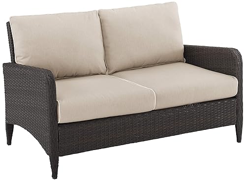 Kiawah Wicker Outdoor Loveseat, 2-Person Patio Couch for Porch, Deck,