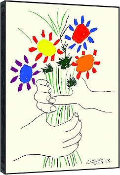 Amazon アルミフレーム入りピカソのウォールアート装飾パネル 額装 花束を持つ手 装飾絵画ポスター リビングルーム ベッドルーム 壁面アート絵画 モダンインテリア 現代アート ウォールアート 1枚入り ウォールステッカー オンライン通販