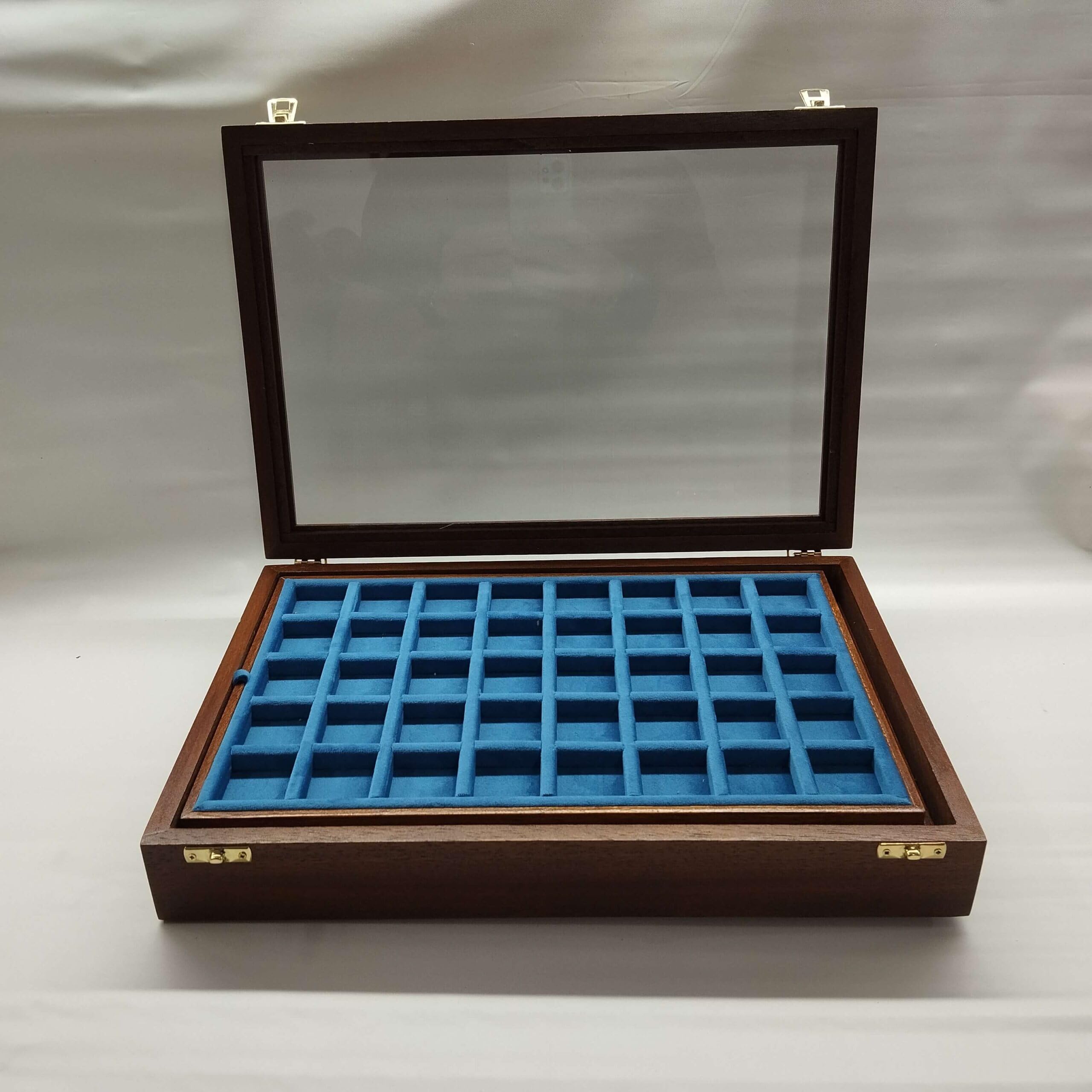 Caja para Monedas y medallas con 2 bandejas de Terciopelo, Madera Maciza Artesanal, numismática, Personalizable, Hecha a Mano en Italia