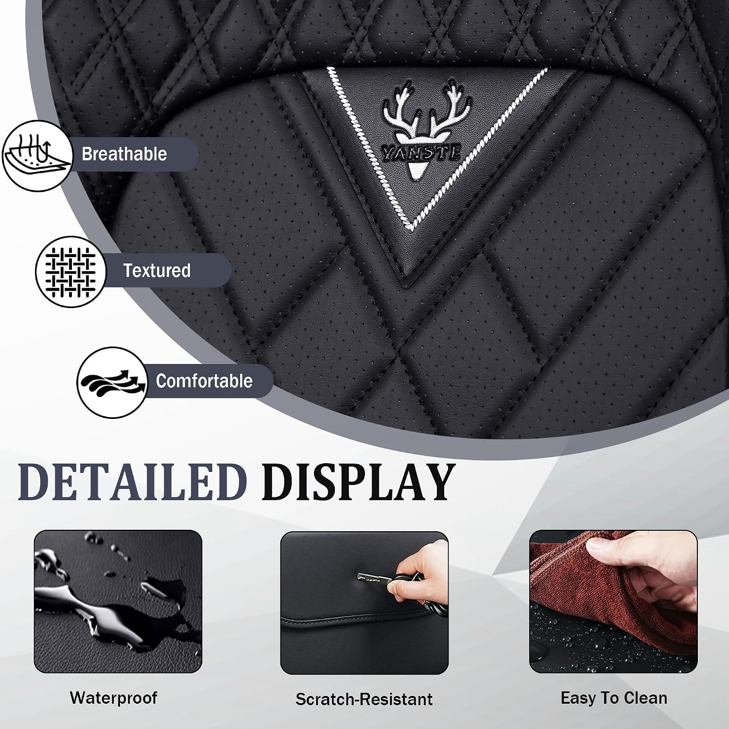 Car Seat Cover for Toyota Tundra 2000-2025, Waterproof Durable Premium Leather Seat Cover, Comfortable Breathable Personalized Sports seat Covers.(5 Seats Standard,Black)