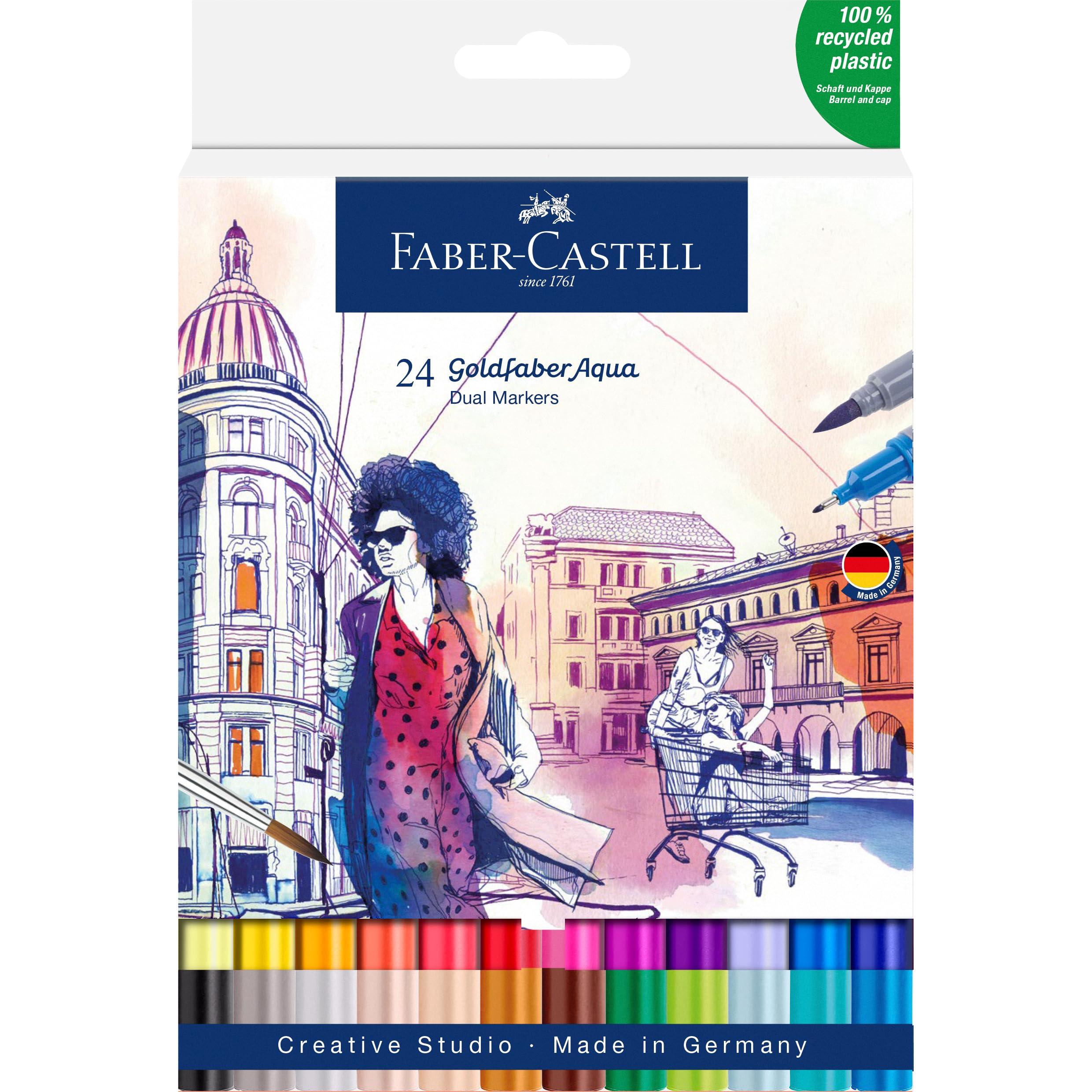 Faber-Castell - Marqueurs Goldfaber Aqua Dual, 24 couleurs