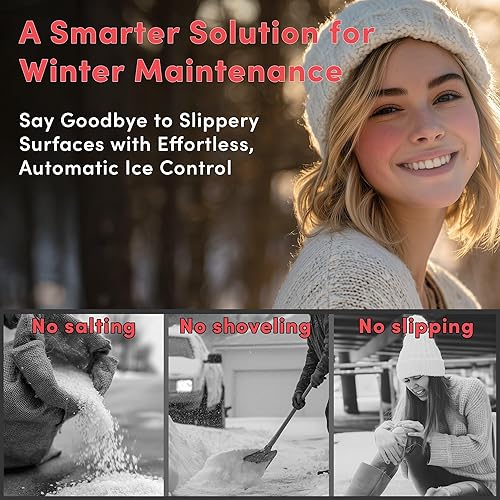 Miniatura 4 de WarmlyYours Calefacción eléctrica radiante, deshielo, sistema de eliminación, 377, 94.2 pies cuadrados cable de fusión de nieve, verde