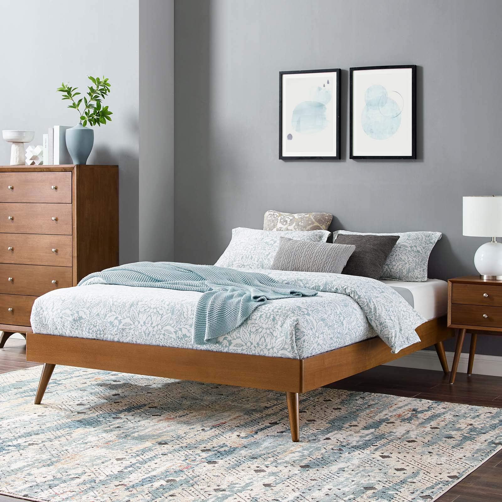Photo 1 of Modway Margo Queen Wood Platform Bed Frame in Walnut