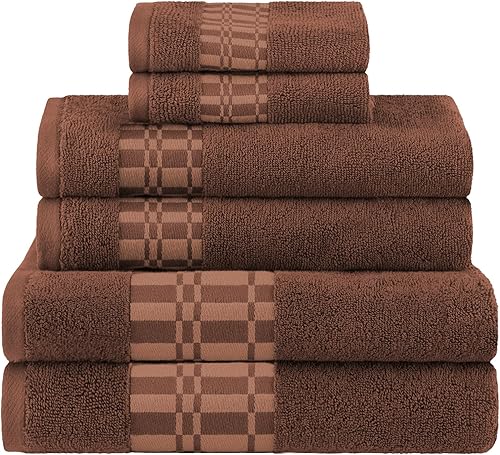 BLUENILEMILLS Juego de toallas de algodón de 8 piezas, diseño geométrico, borde Dobby, toallas de felpa de secado rápido, baño decorativo, spa,